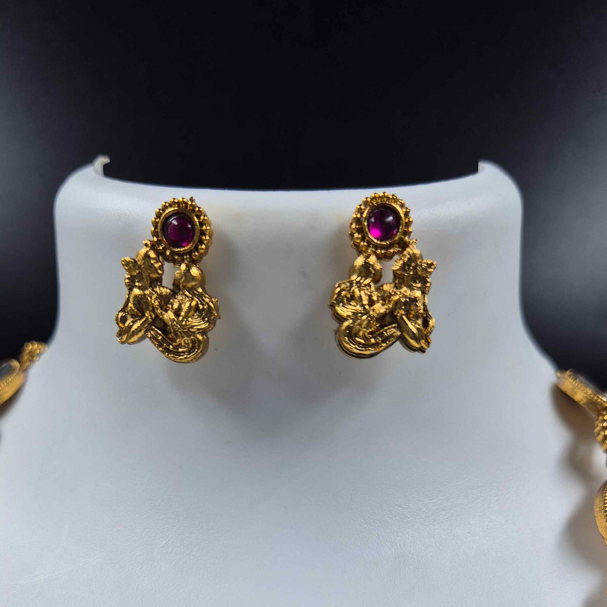 Green Meenakari Radha Krishna Pendant Necklace Set | Multicolor Temple Jewellery