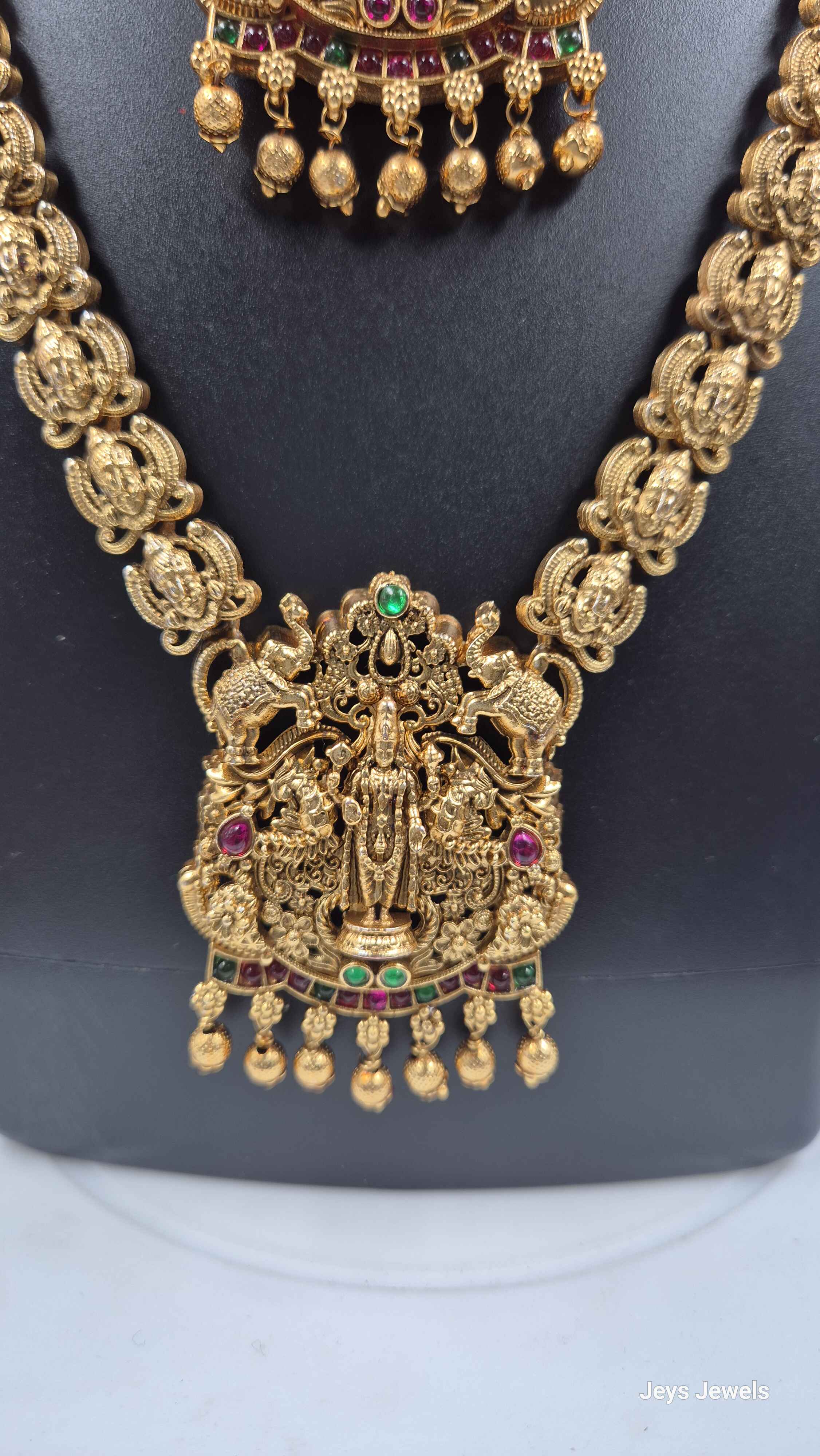 Lakshmi Temple Jewellery Bridal Combo Set with Long Haram
