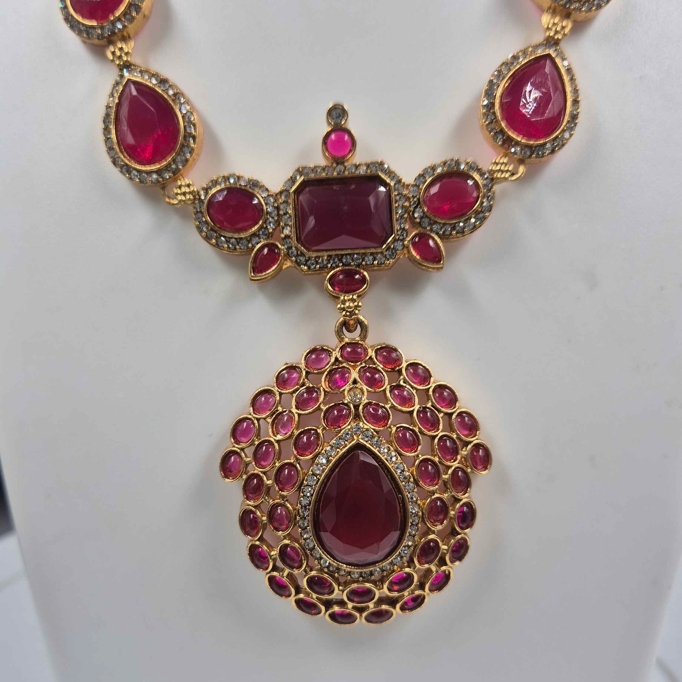 Ruby Stone Haram  Set with Grand Pendant | Bridal Jewellery