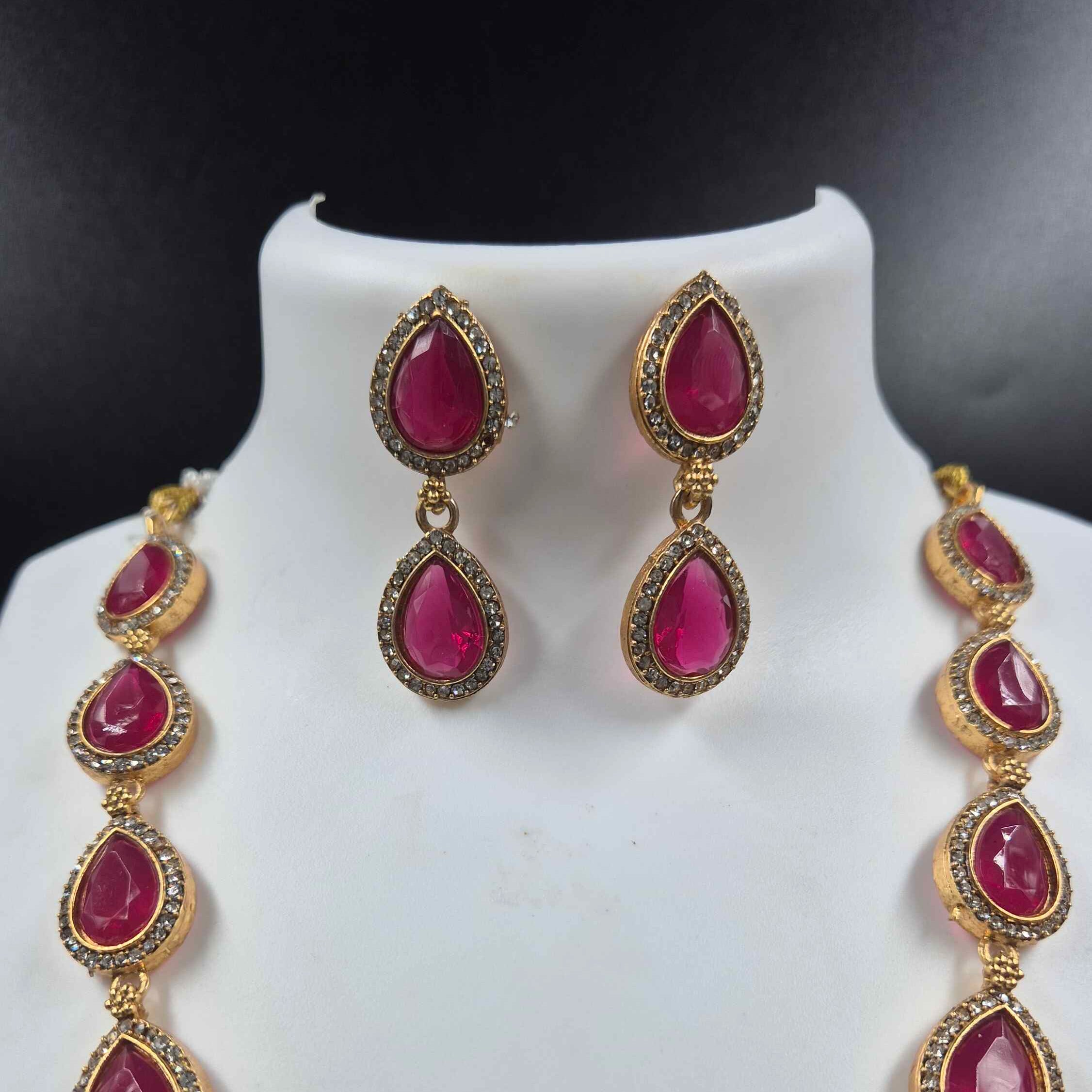 Ruby Stone Haram  Set with Grand Pendant | Bridal Jewellery