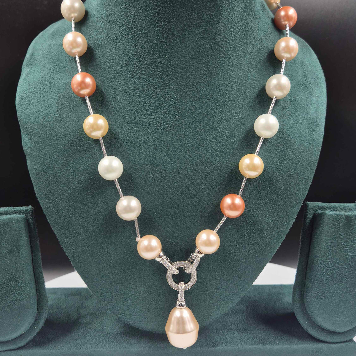 Multicolor Freshwater Pearl  Necklace with Elegant Pearl Drop Pendant