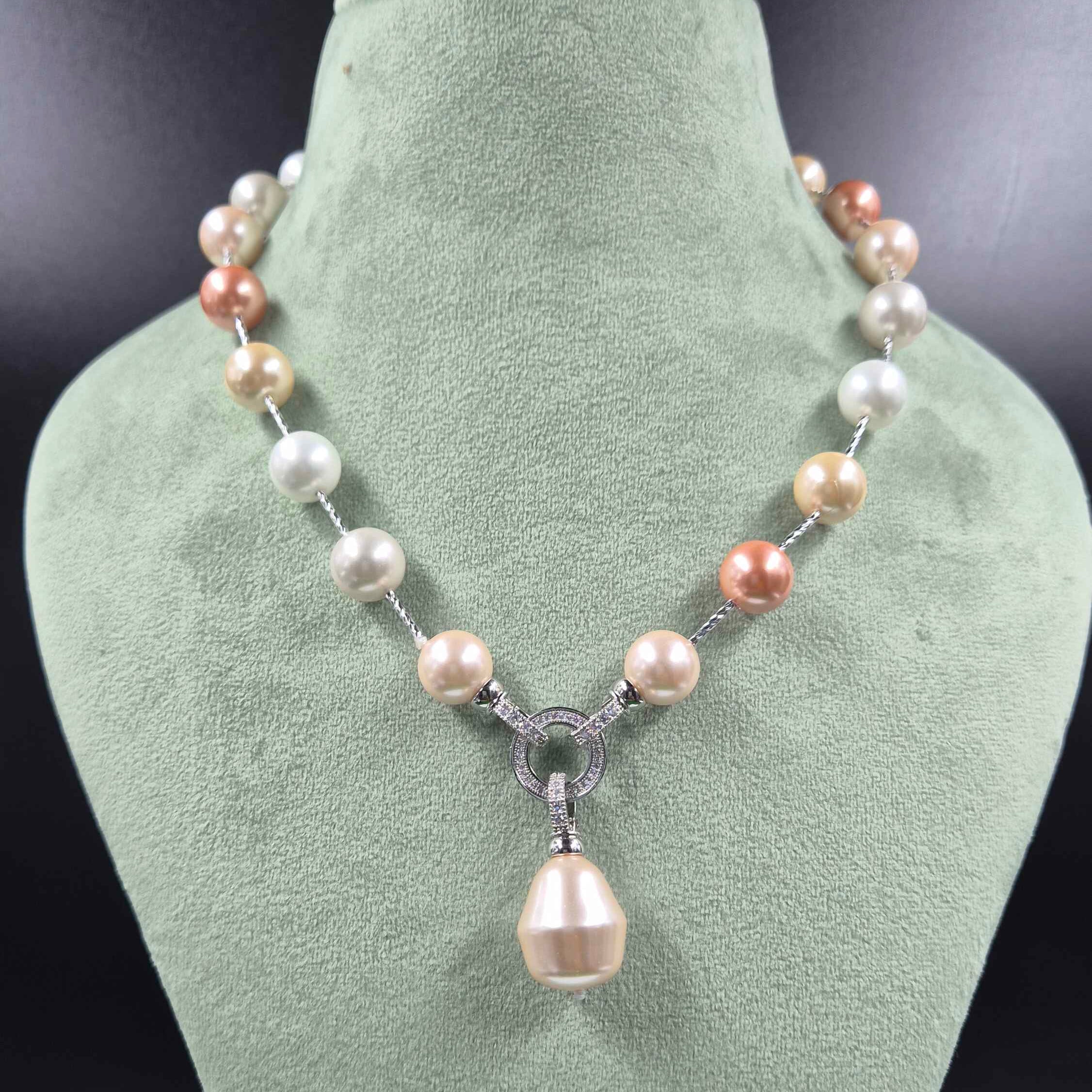 Multicolor Freshwater Pearl  Necklace with Elegant Pearl Drop Pendant