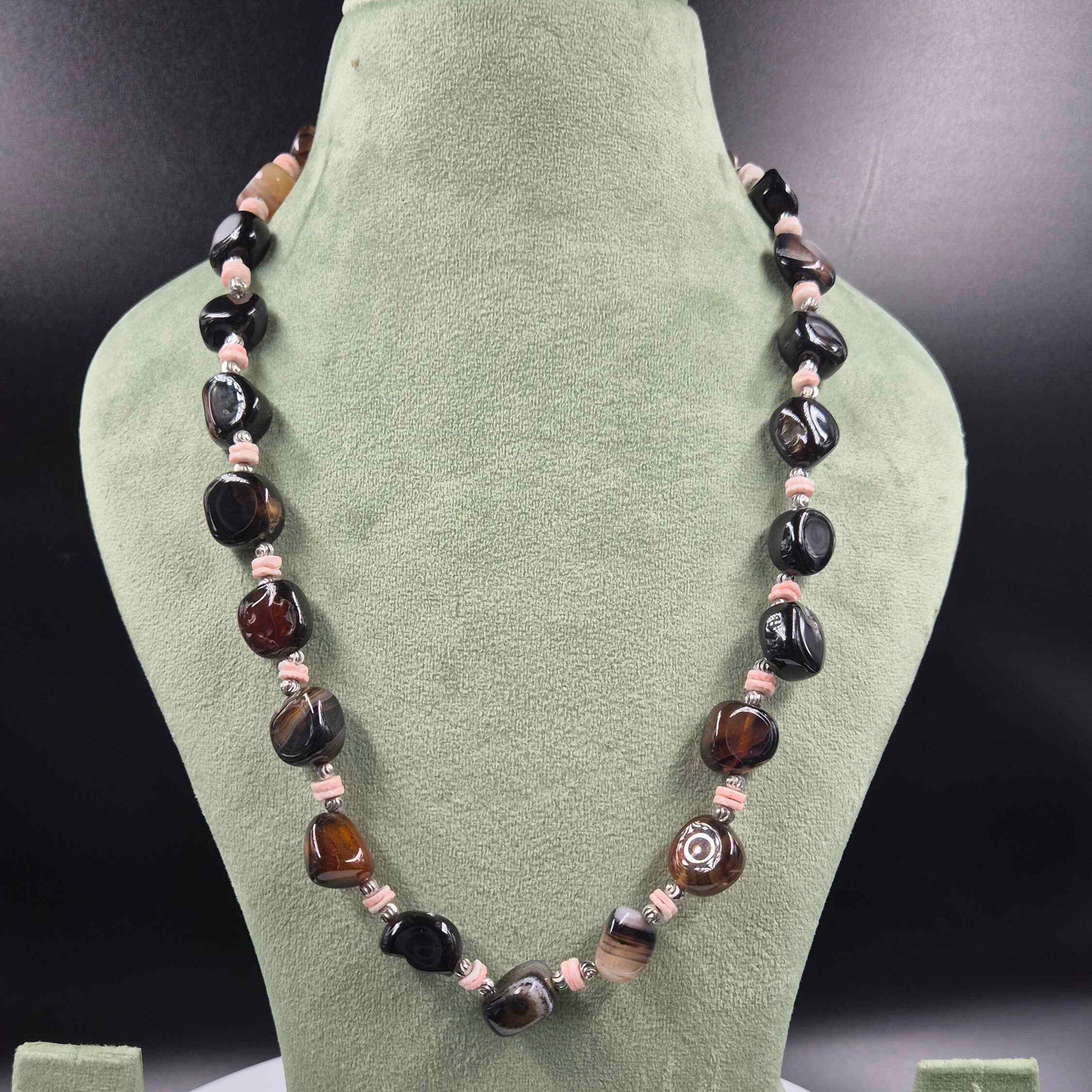 Black Agate Beaded Necklace | Elegant Handmade Stone Jewellery
