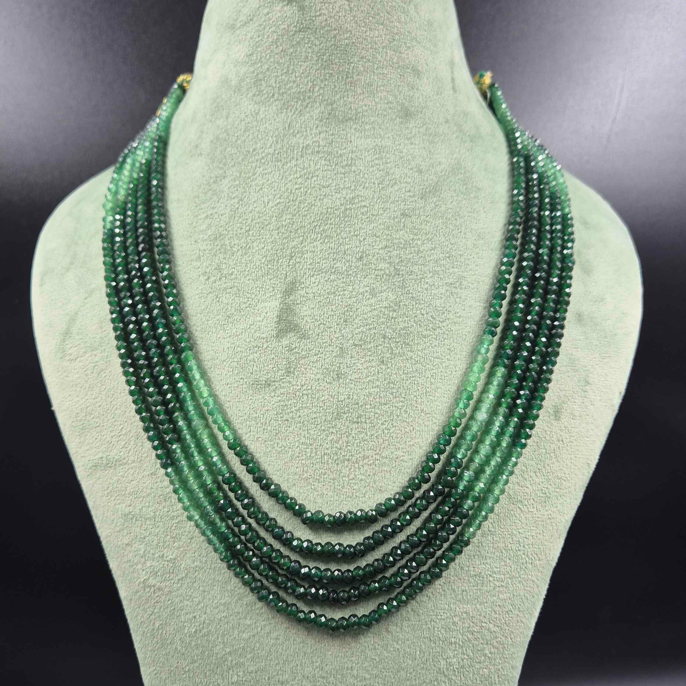 Green Beaded Layered Necklace | Elegant Multi-Strand Jewellery