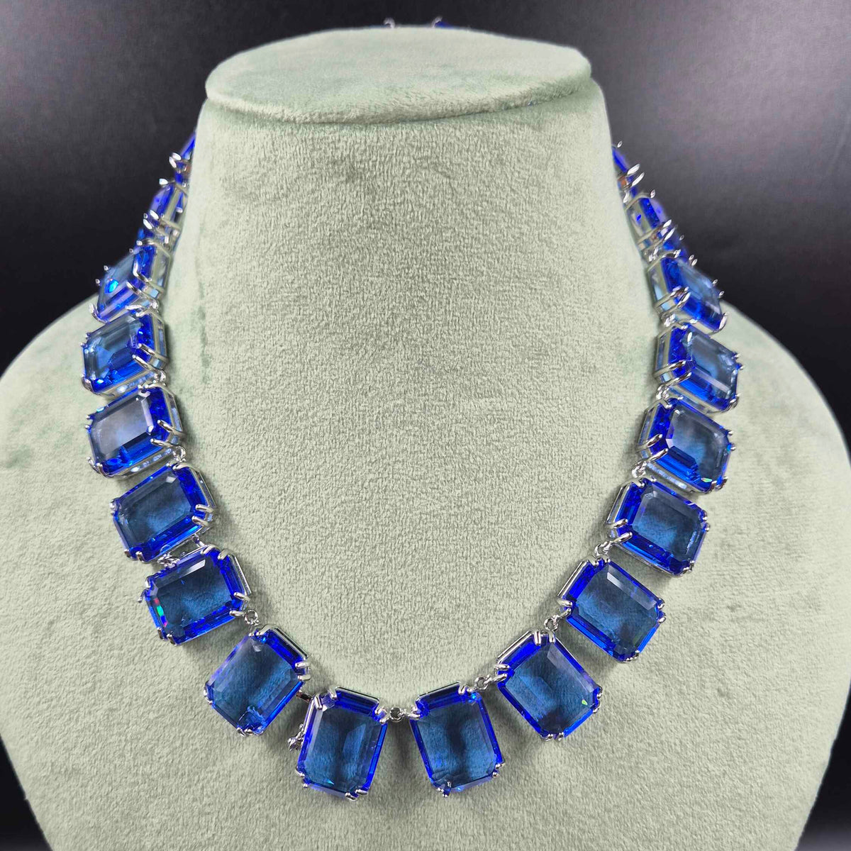 Royal Blue Crystal Statement Necklace | Elegant Party Wear Jewellery | Jeys Jewels