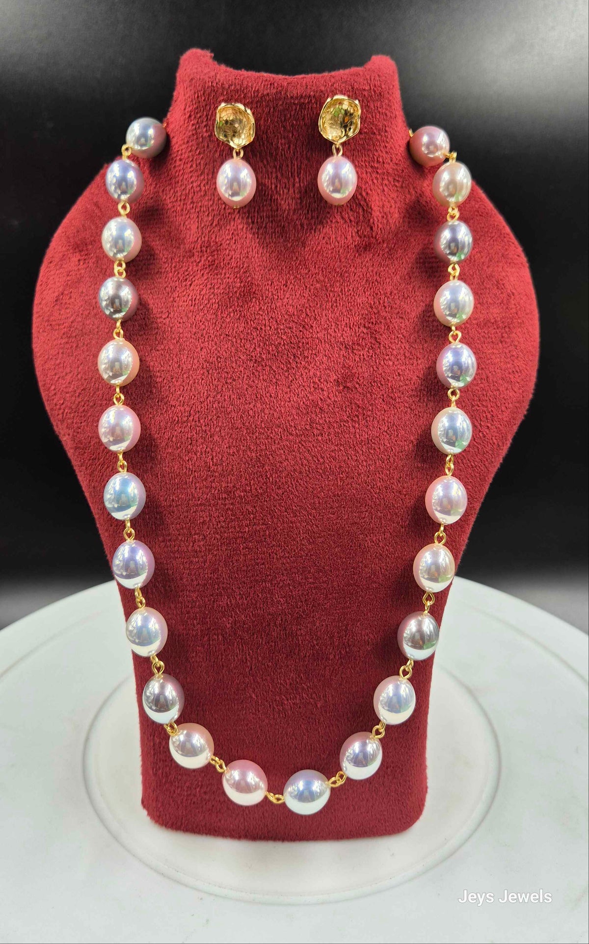 Elegant White Pearl Necklace Set with Matching Earrings | Jeys Jewels