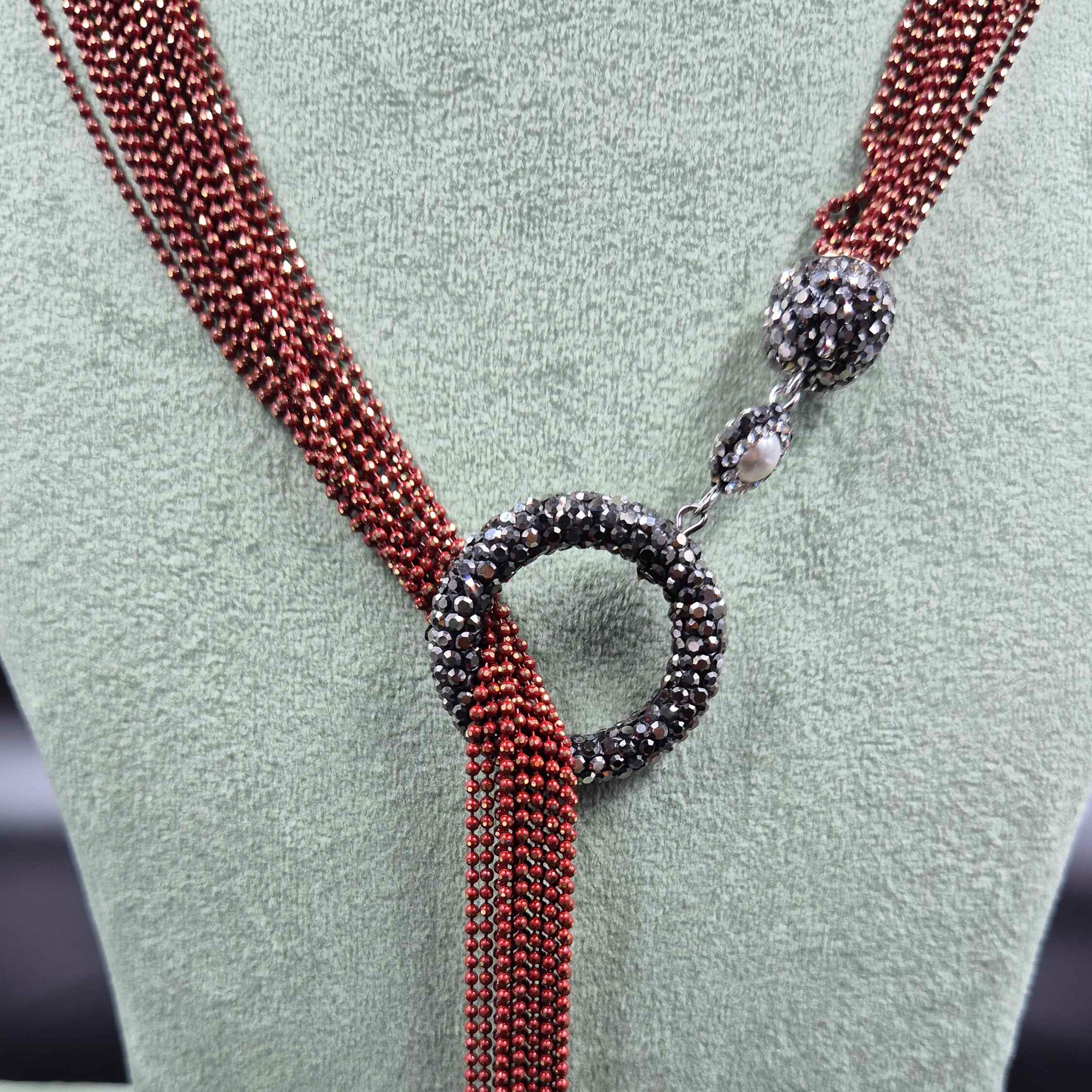 Maroon Beaded Statement Necklace Set with Pearl Drop Earrings  📝 SEO Description