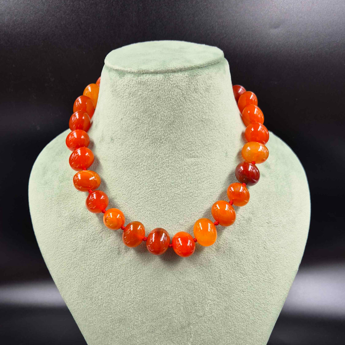 Orange Carnelian Beaded Necklace | Natural Stone Statement Jewellery