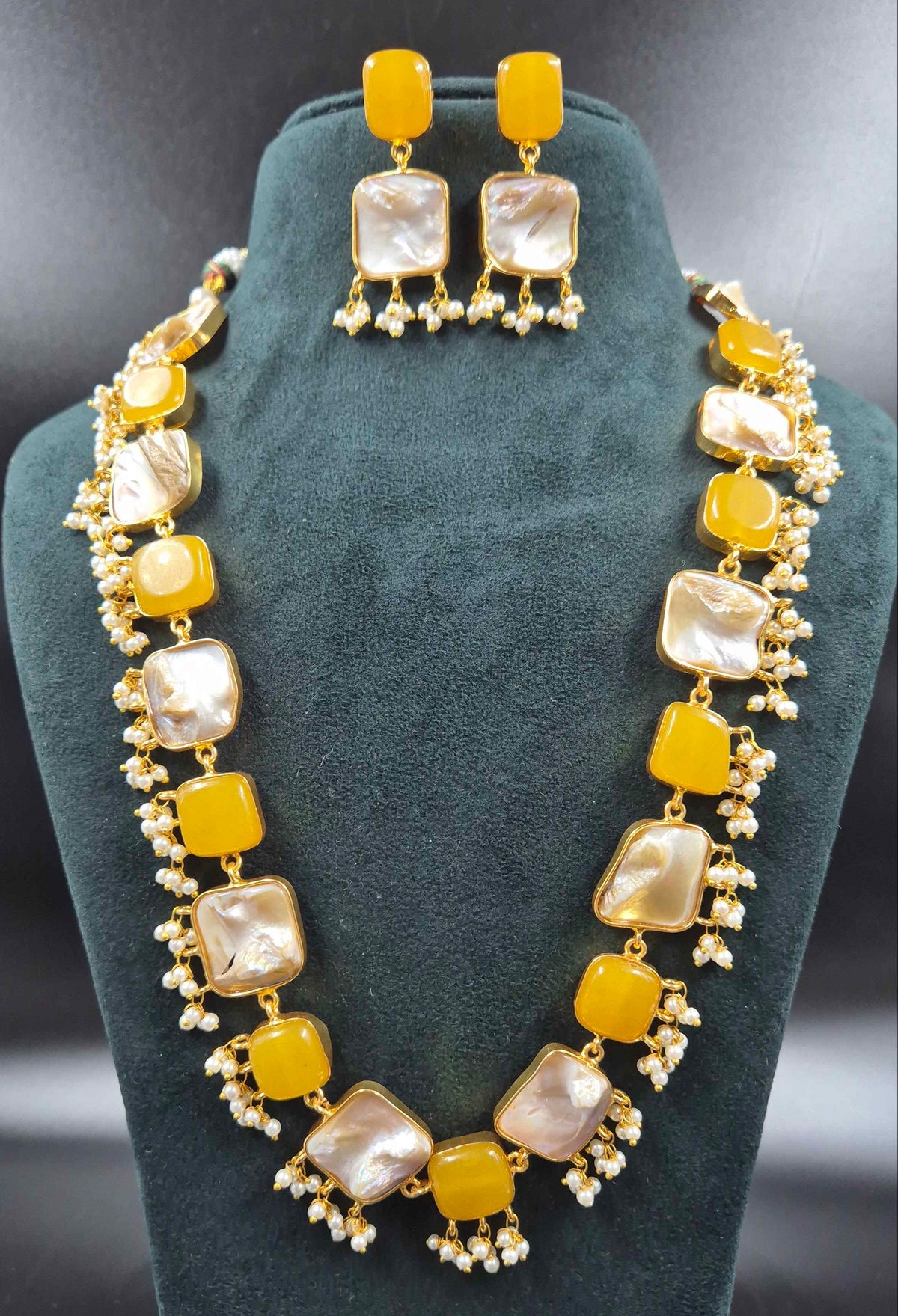 Yellow Pearl Fusion Necklace Set | Contemporary Beaded Jewellery | Jeys Jewels