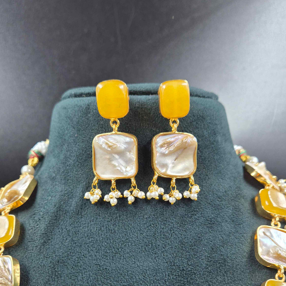 Yellow Pearl Fusion Necklace Set | Contemporary Beaded Jewellery | Jeys Jewels