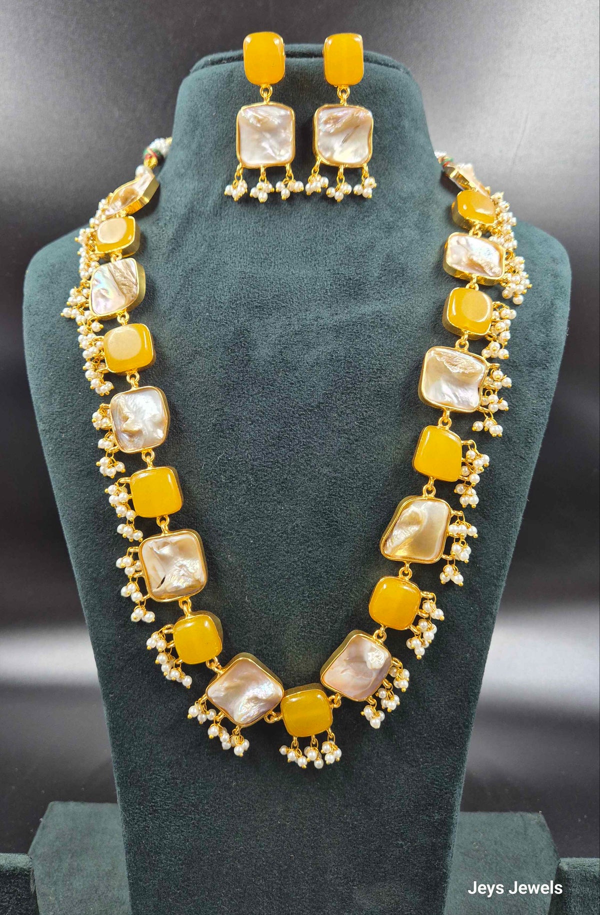 Yellow Pearl Fusion Necklace Set | Contemporary Beaded Jewellery | Jeys Jewels
