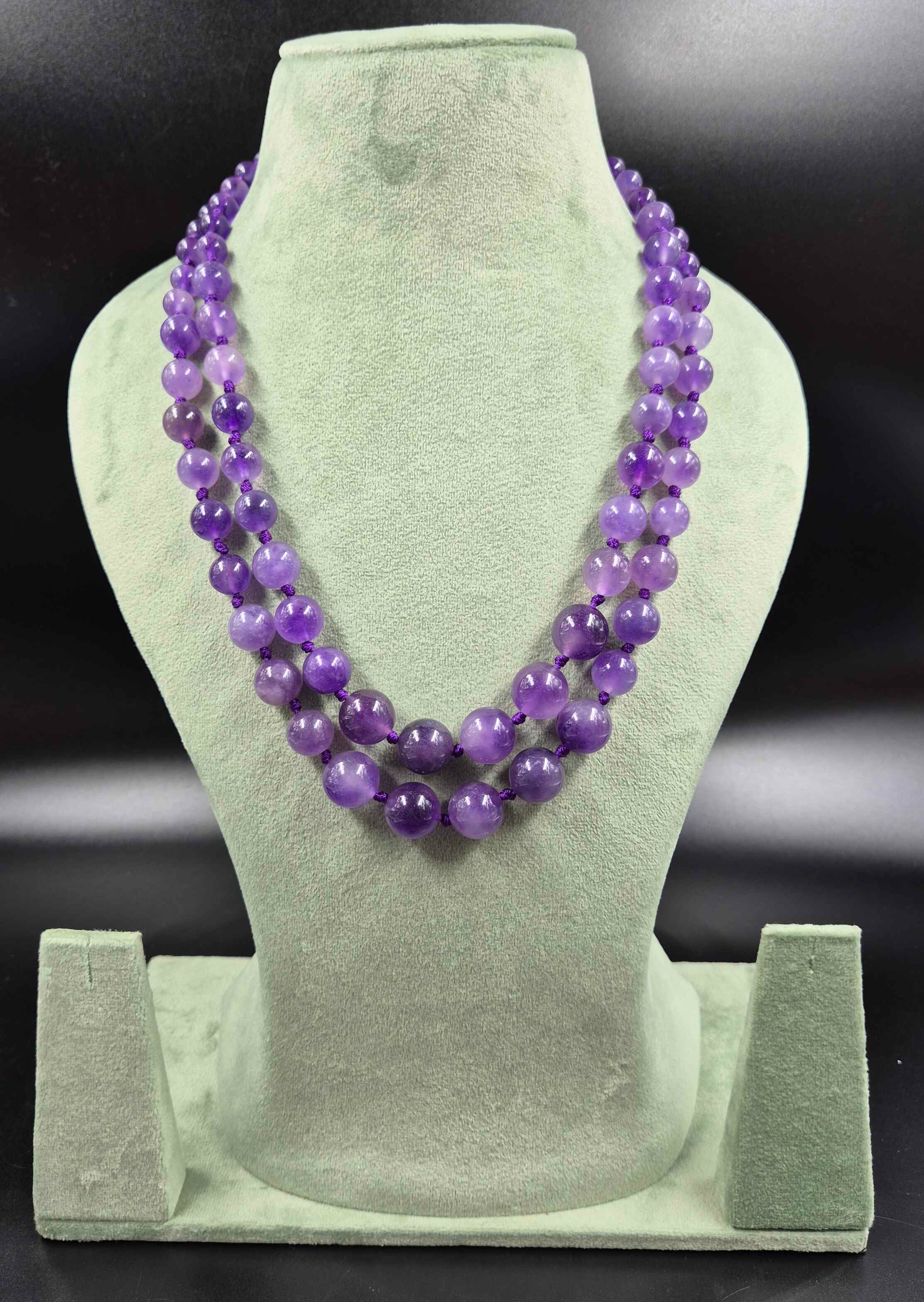 Purple Amethyst Beaded Double Layer Necklace | Statement Jewellery