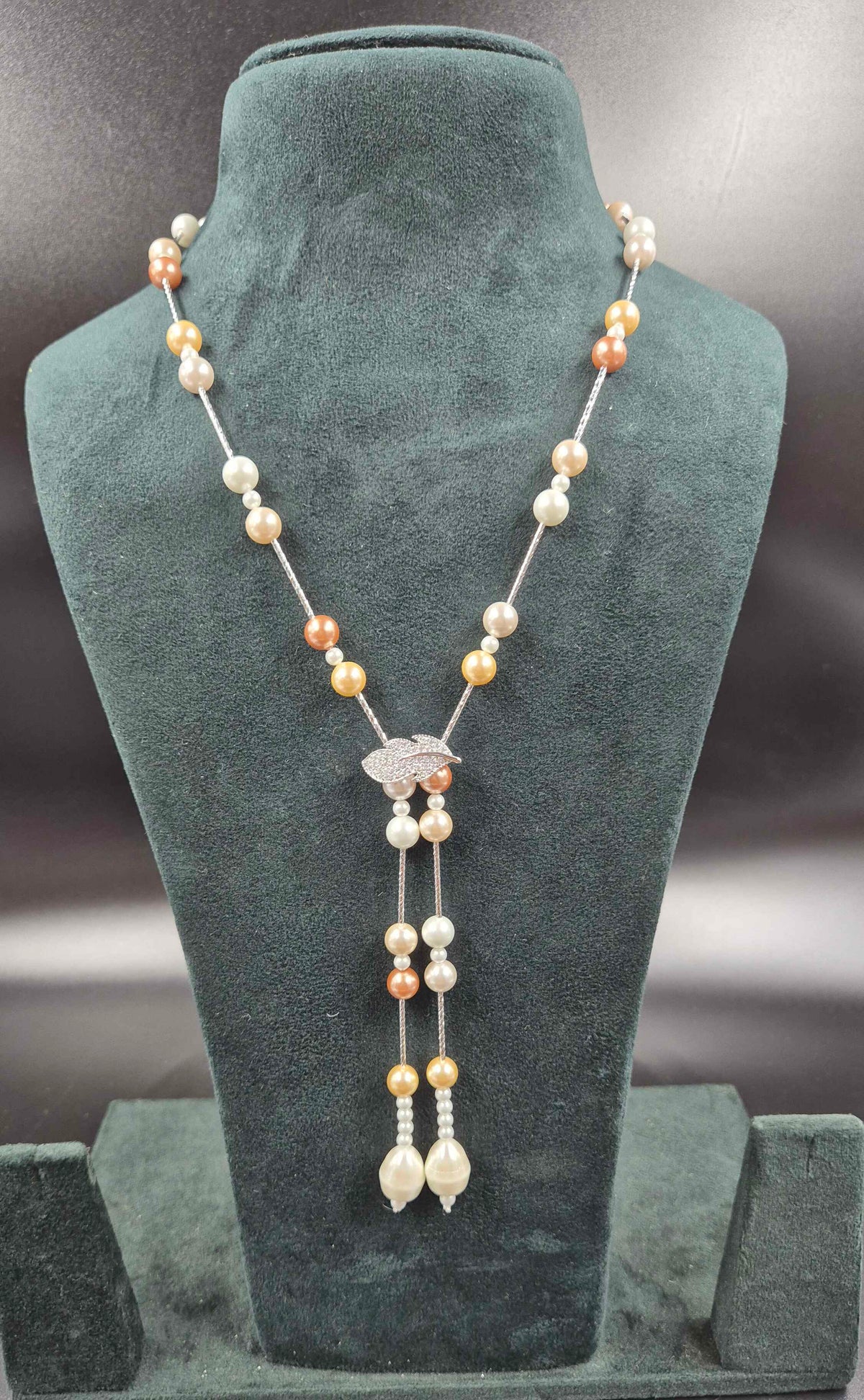 Elegant Pearl Beaded Long Necklace with Statement Pendant
