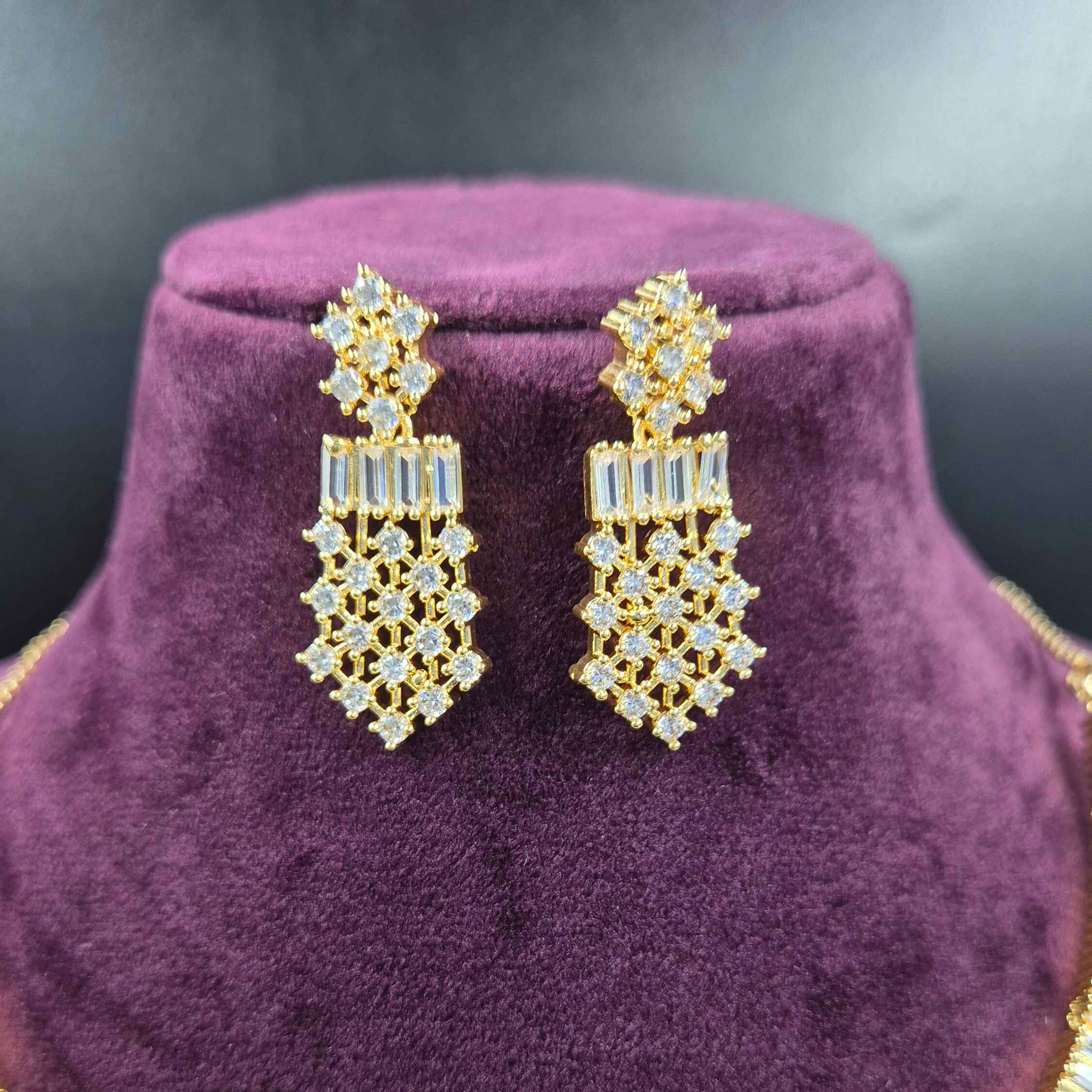 Diamond Replica Necklace Set | Premium AD Jewellery with Matching Earrings