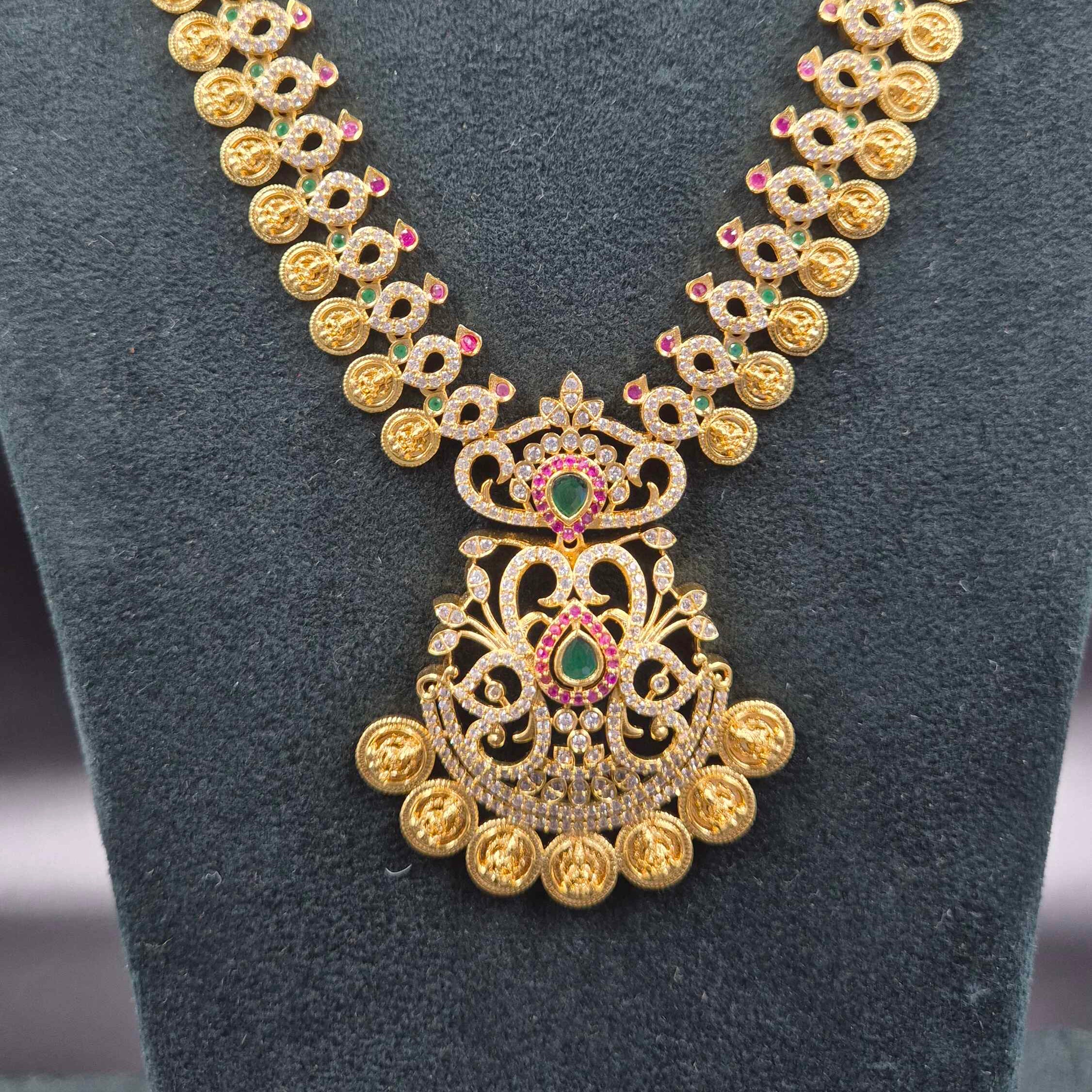 Antique Gold Coin Necklace with Ruby & Emerald Pendant | Jeys Jewels
