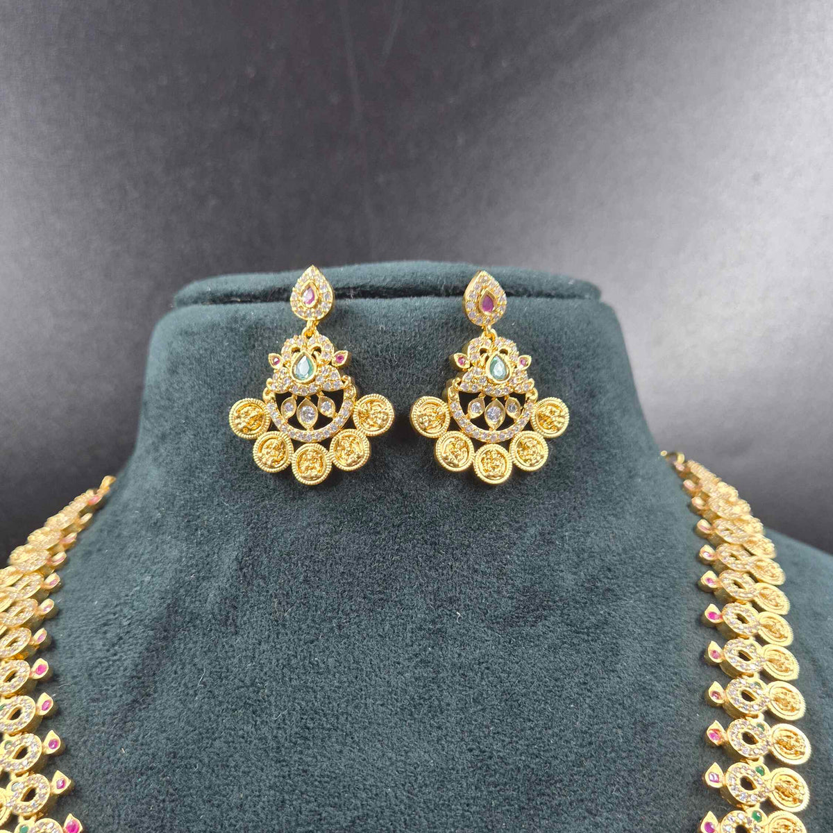 Antique Gold Coin Necklace with Ruby & Emerald Pendant | Jeys Jewels