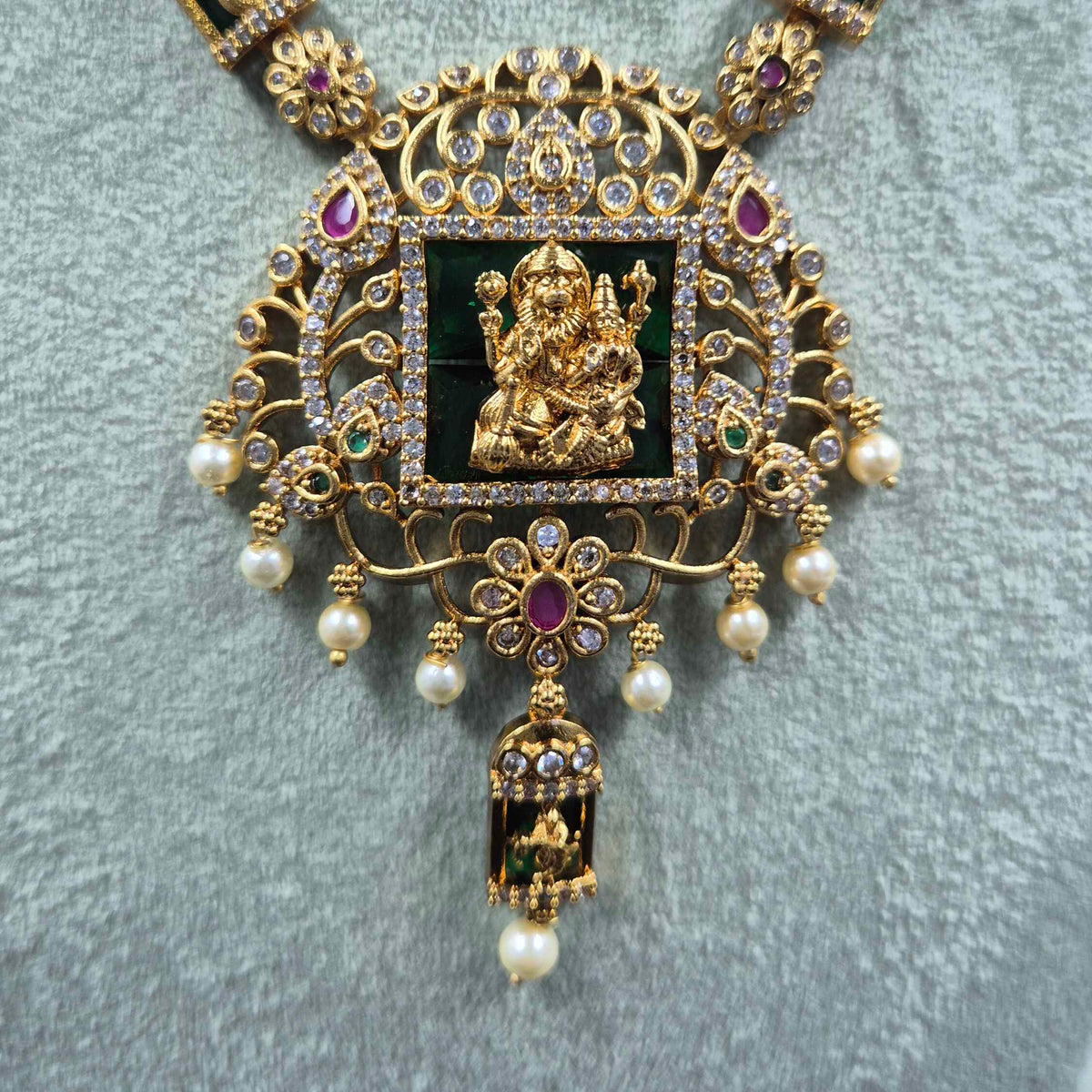 Lakshmi Narasimha Temple Jewellery Necklace Set | Antique Gold Diamond Replica Jewellery  SEO Description