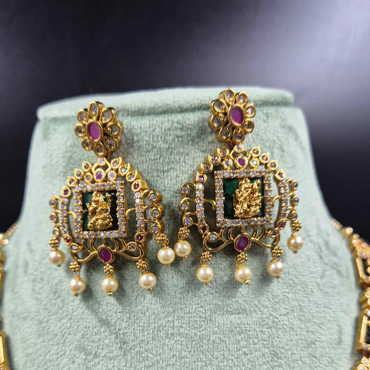 Lakshmi Narasimha Temple Jewellery Necklace Set | Antique Gold Diamond Replica Jewellery  SEO Description