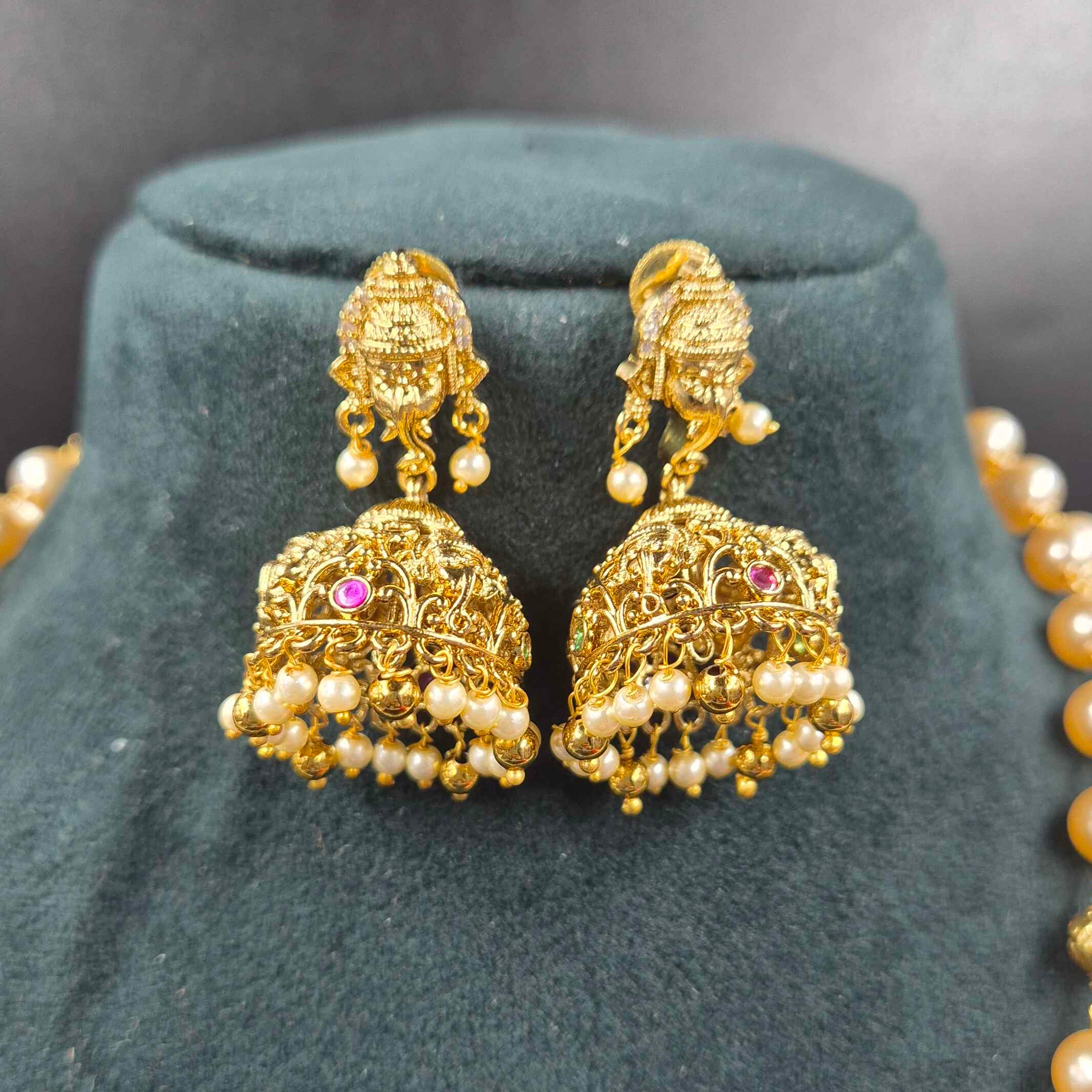 2 Strand Pearl Ganesha Pendant Haram | Traditional Temple Jewellery