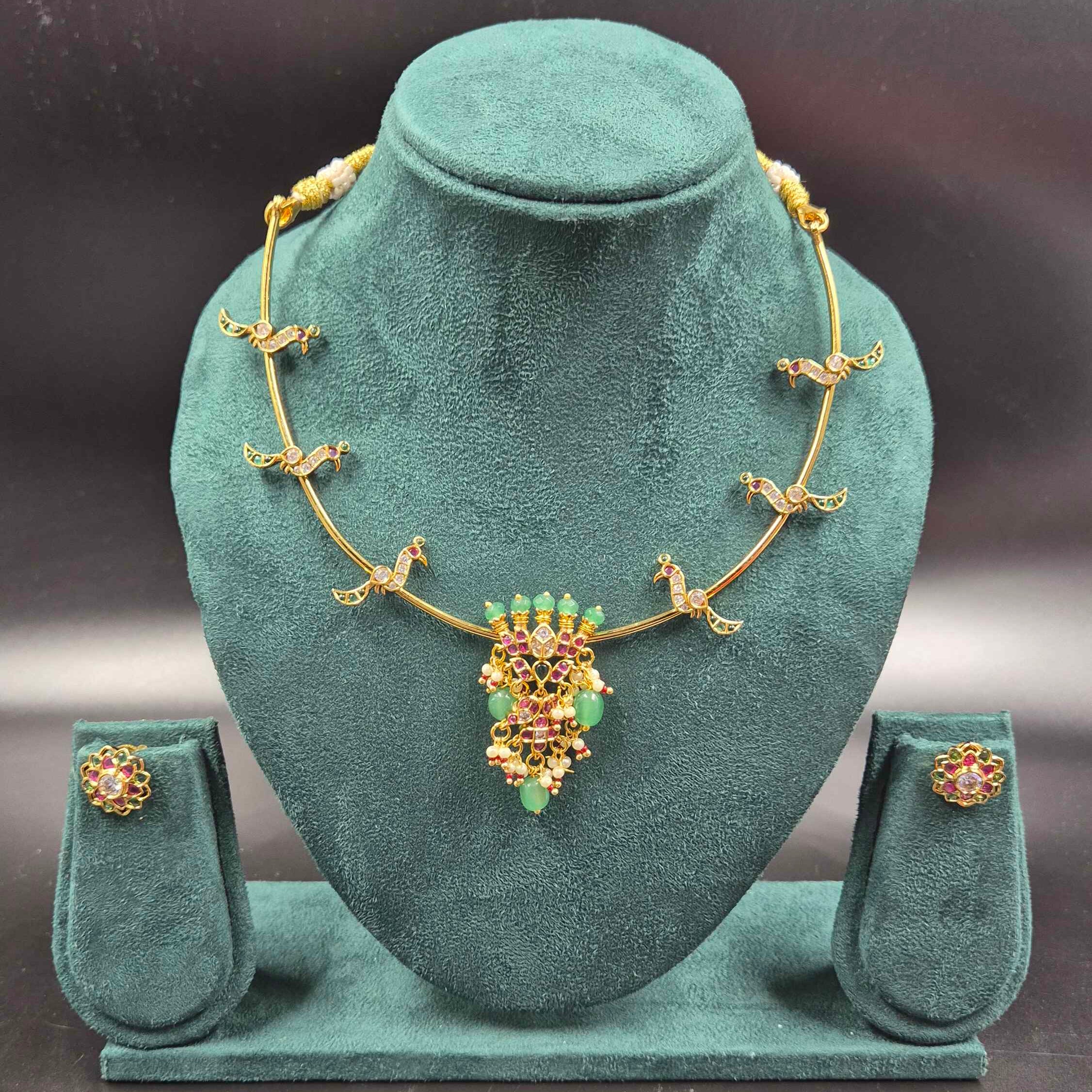 Hasli- Bird Perching Necklace with Multicolour Stones | Traditional Jewellery