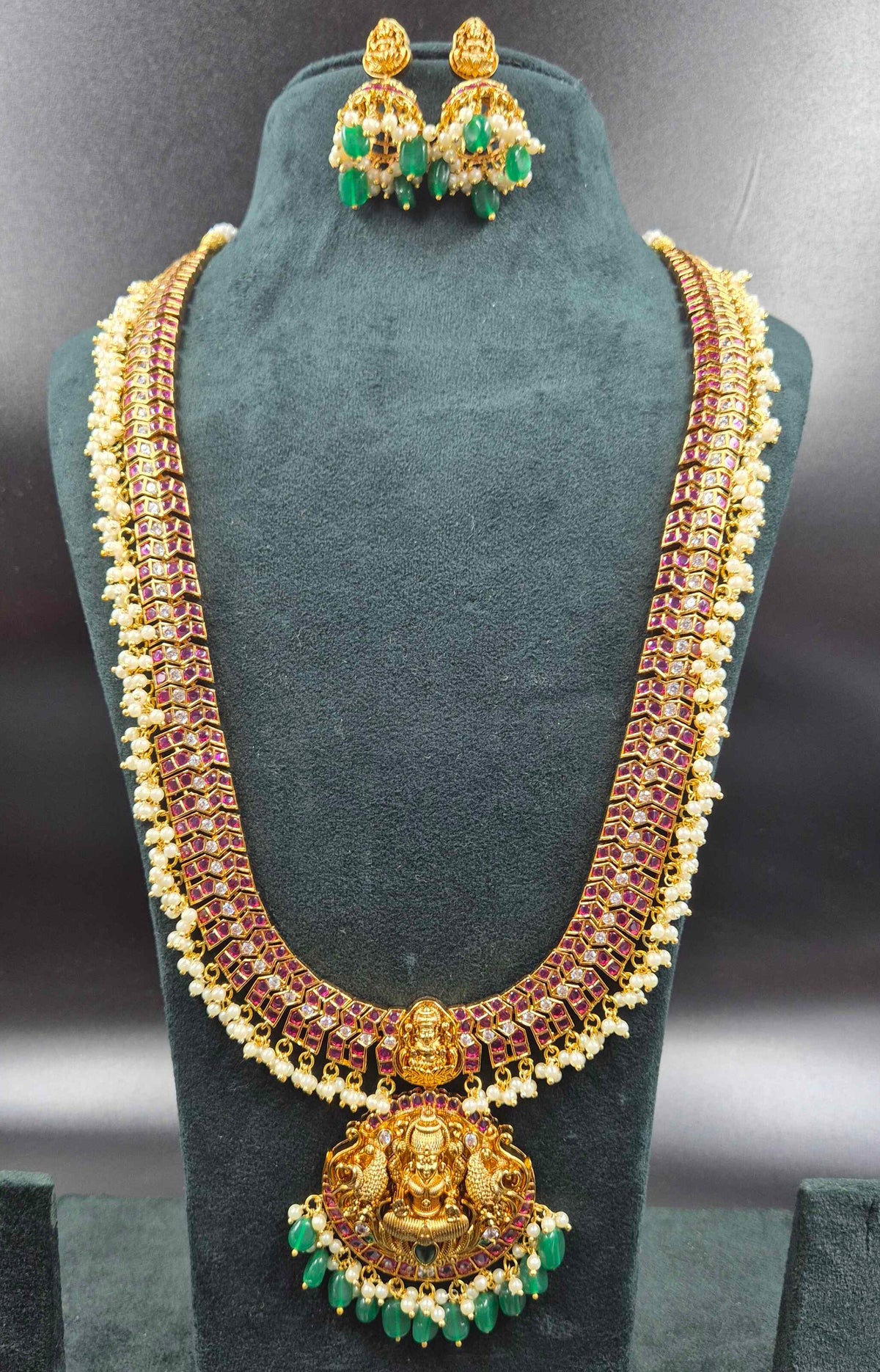 Jalebi Chain Model Haram with Kundan Stones & Lakshmi Pendant | Bridal Jewellery