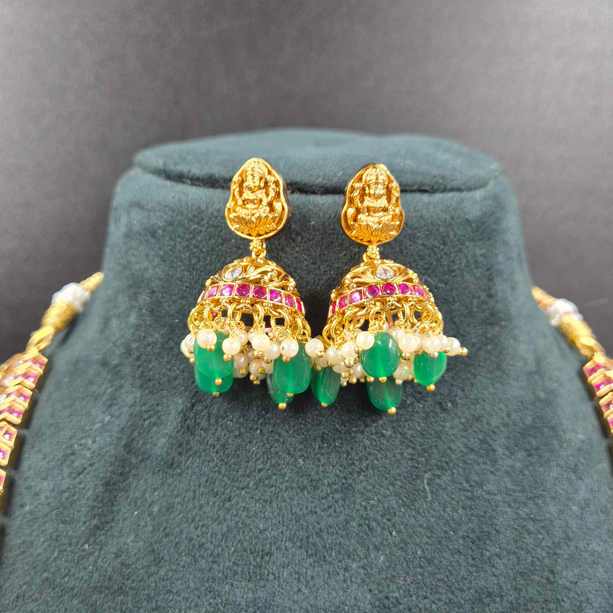 Jalebi Chain Model Haram with Kundan Stones & Lakshmi Pendant | Bridal Jewellery