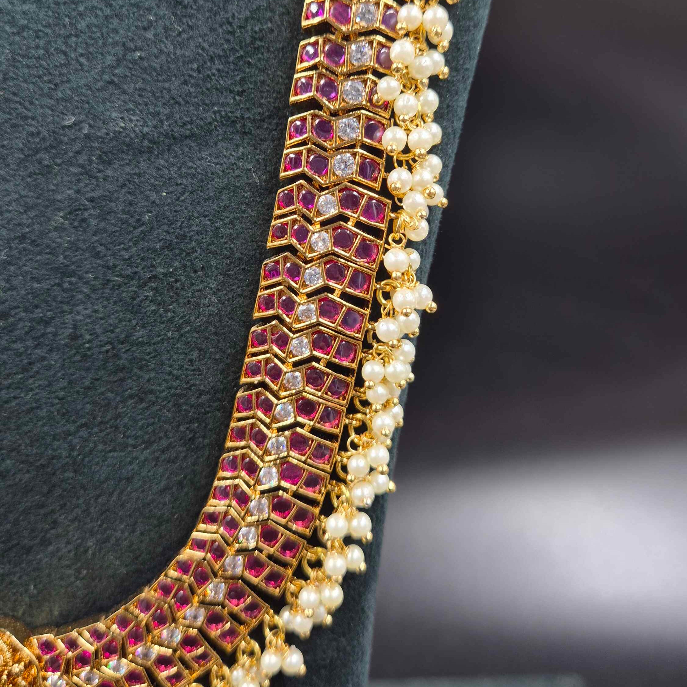 Jalebi Chain Model Haram with Kundan Stones & Lakshmi Pendant | Bridal Jewellery