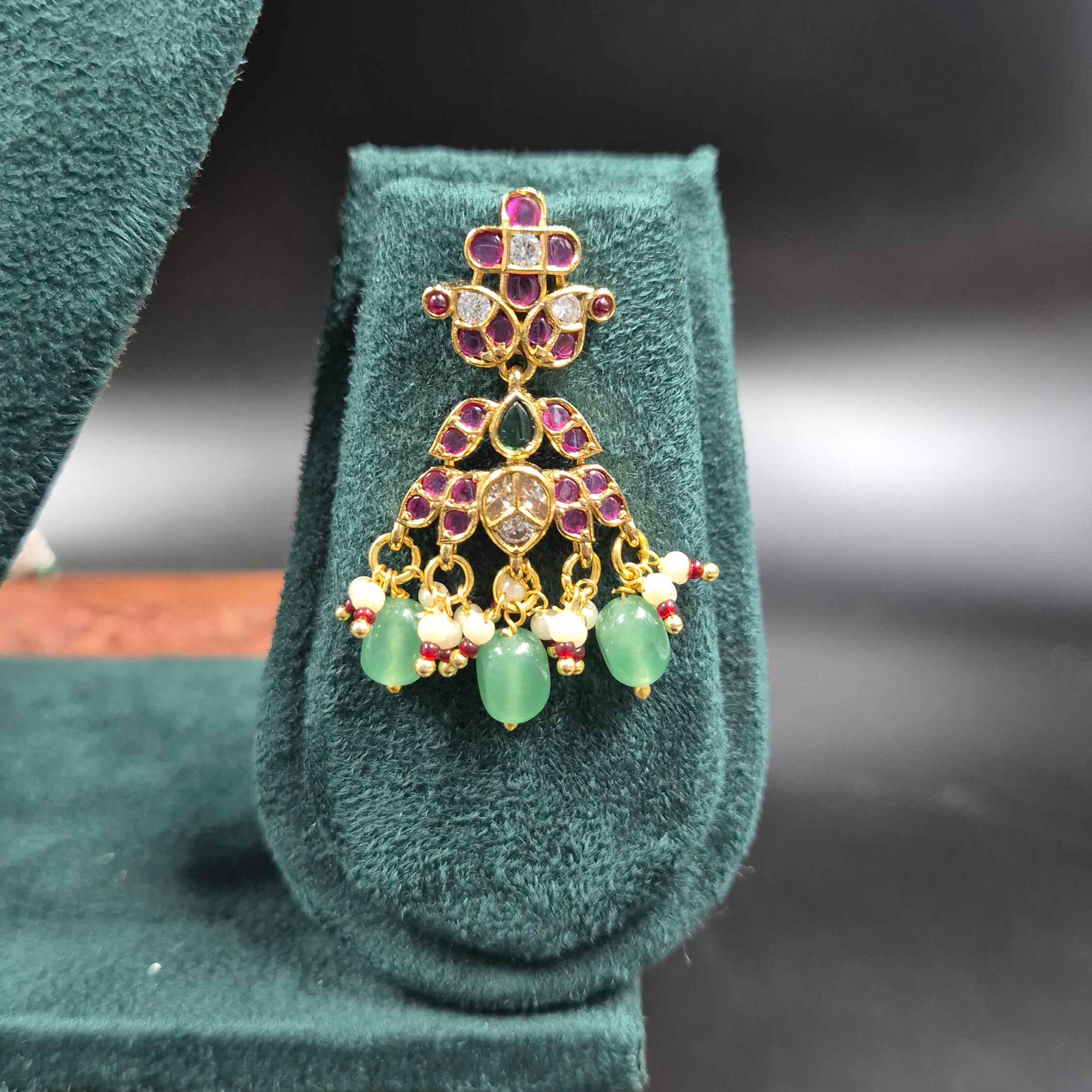Govinda Namam Hasli Necklace with Ruby & Green Stones | Jeys Jewels