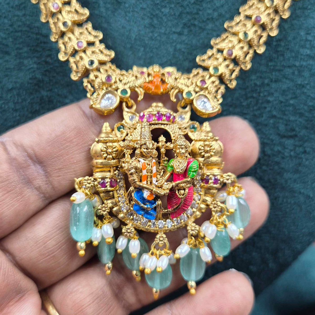 Simple Srinivasa Kalyanam necklace set with matching earrings