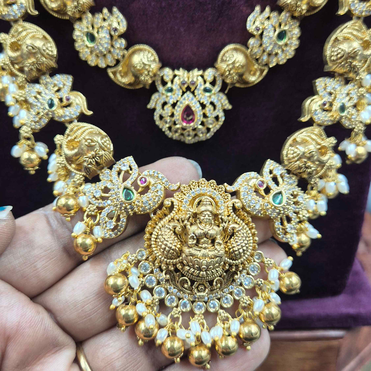 Two Layer Lakshmi Peacock & Elephant Bridal Haram | Jeys Jewels