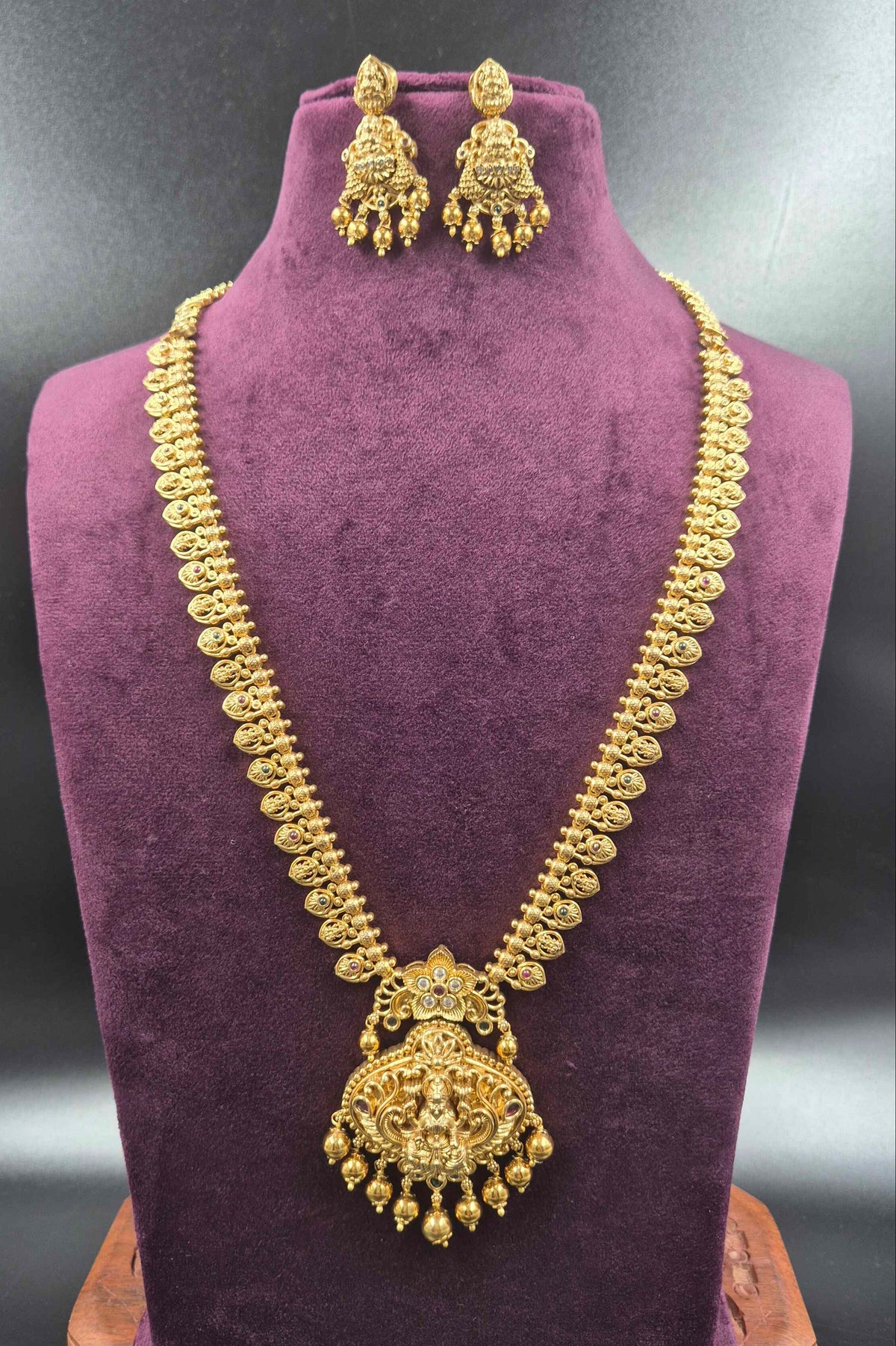 Lakshmi Devi Long Haram Necklace with Earrings | Jeys Jewels