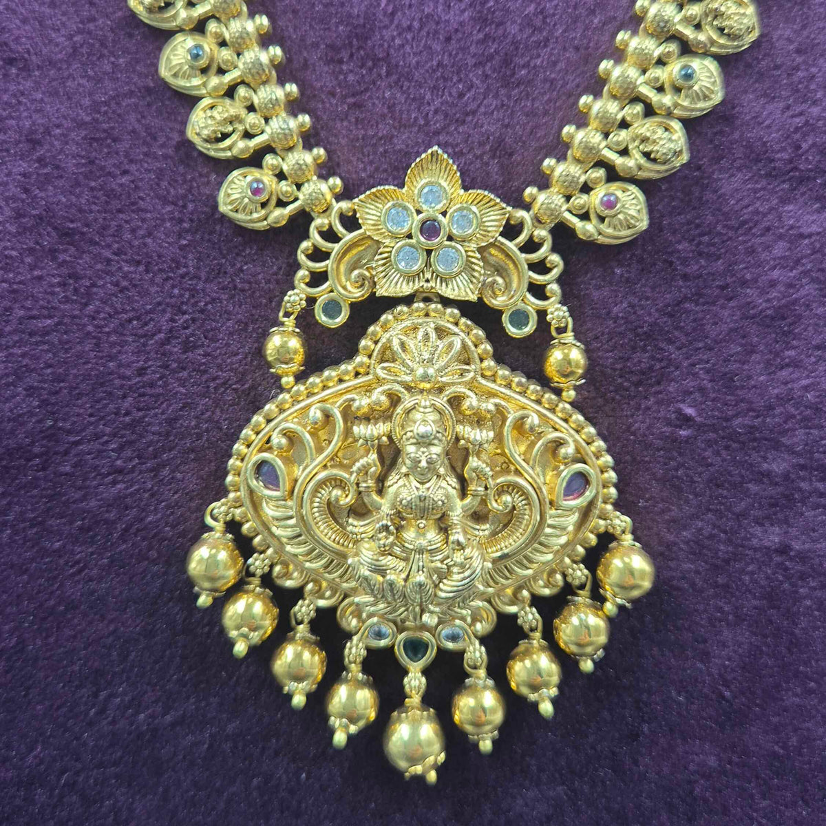 Lakshmi Devi Long Haram Necklace with Earrings | Jeys Jewels
