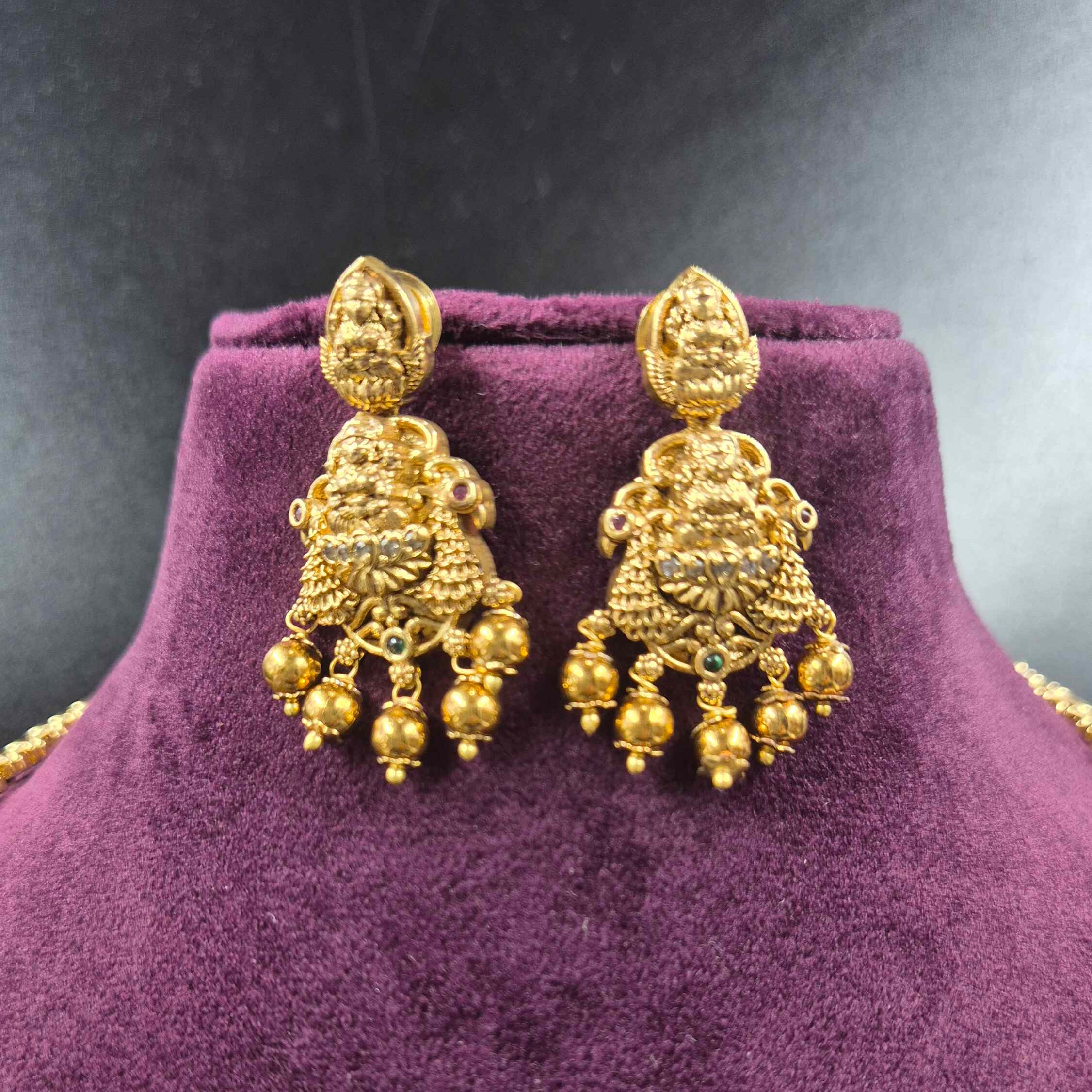 Lakshmi Devi Long Haram Necklace with Earrings | Jeys Jewels