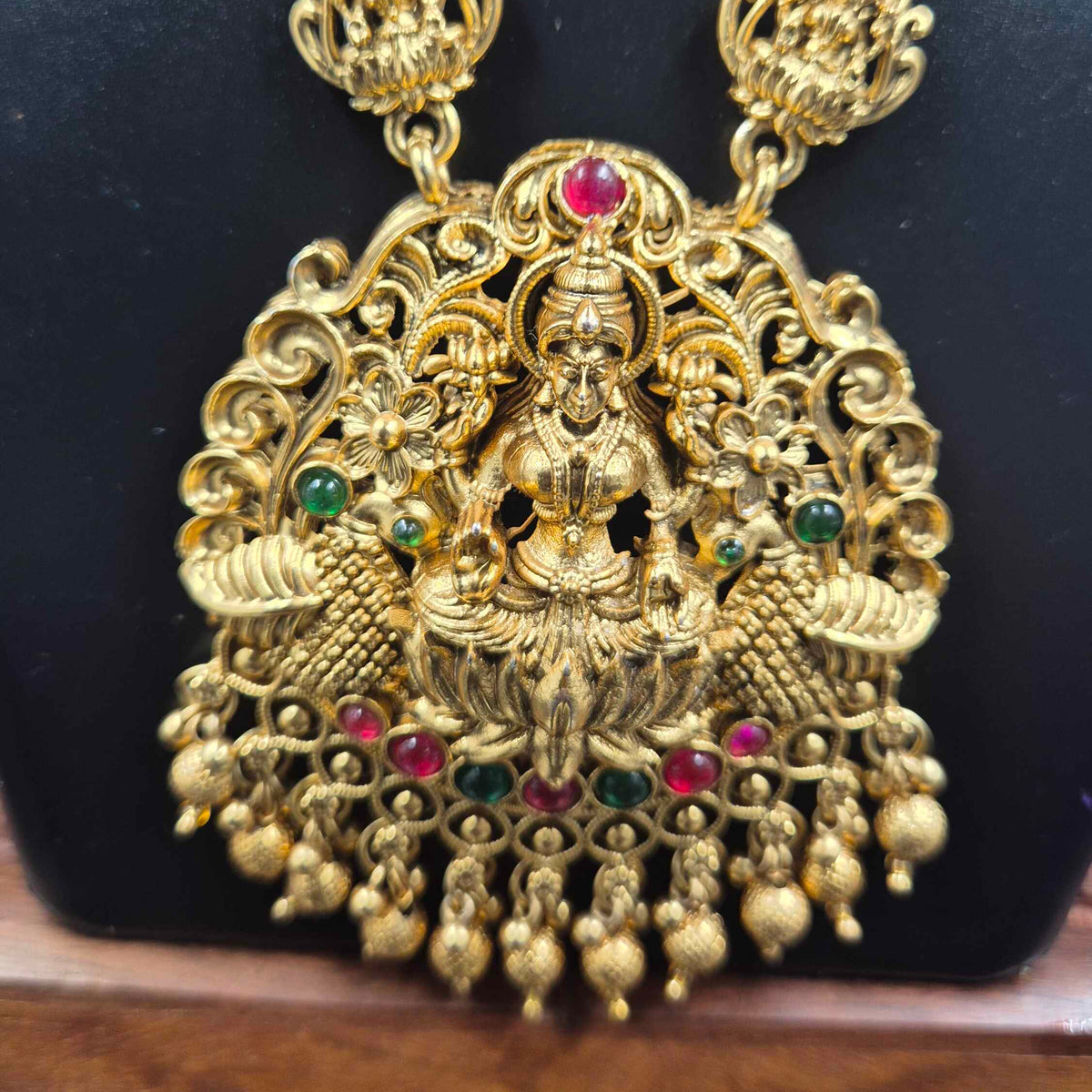 Premium Lakshmi Peacock Haram Necklace Set | Temple Jewellery