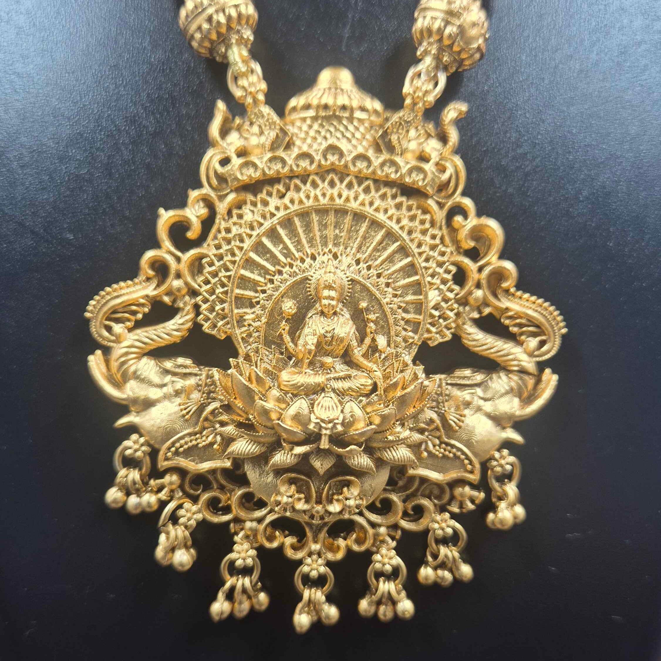Lakshmi Peacock Temple Necklace Set | Traditional Gold Finish Jewellery