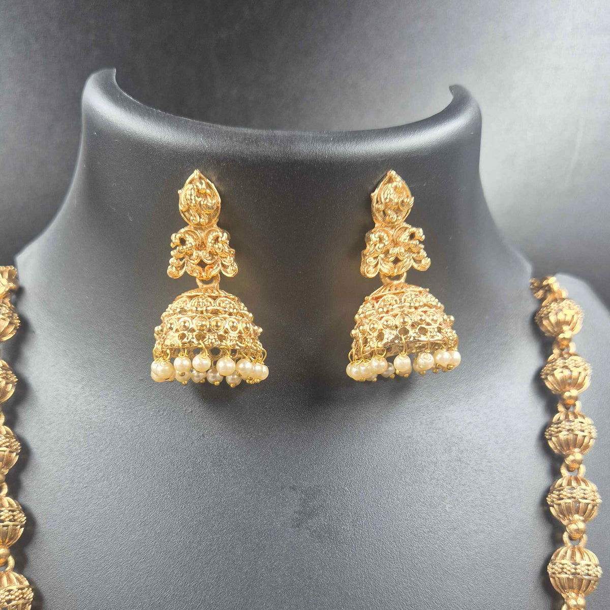 Peacock Nakshi Necklace Set with Jhumkas | Traditional Temple Jewellery