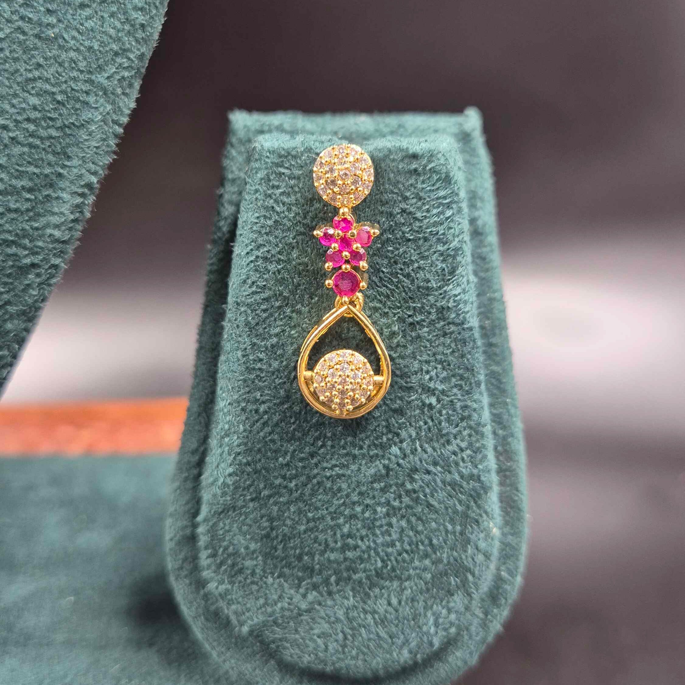 Floral CZ Necklace Set with Pearl Drops | Elegant Designer Jewellery