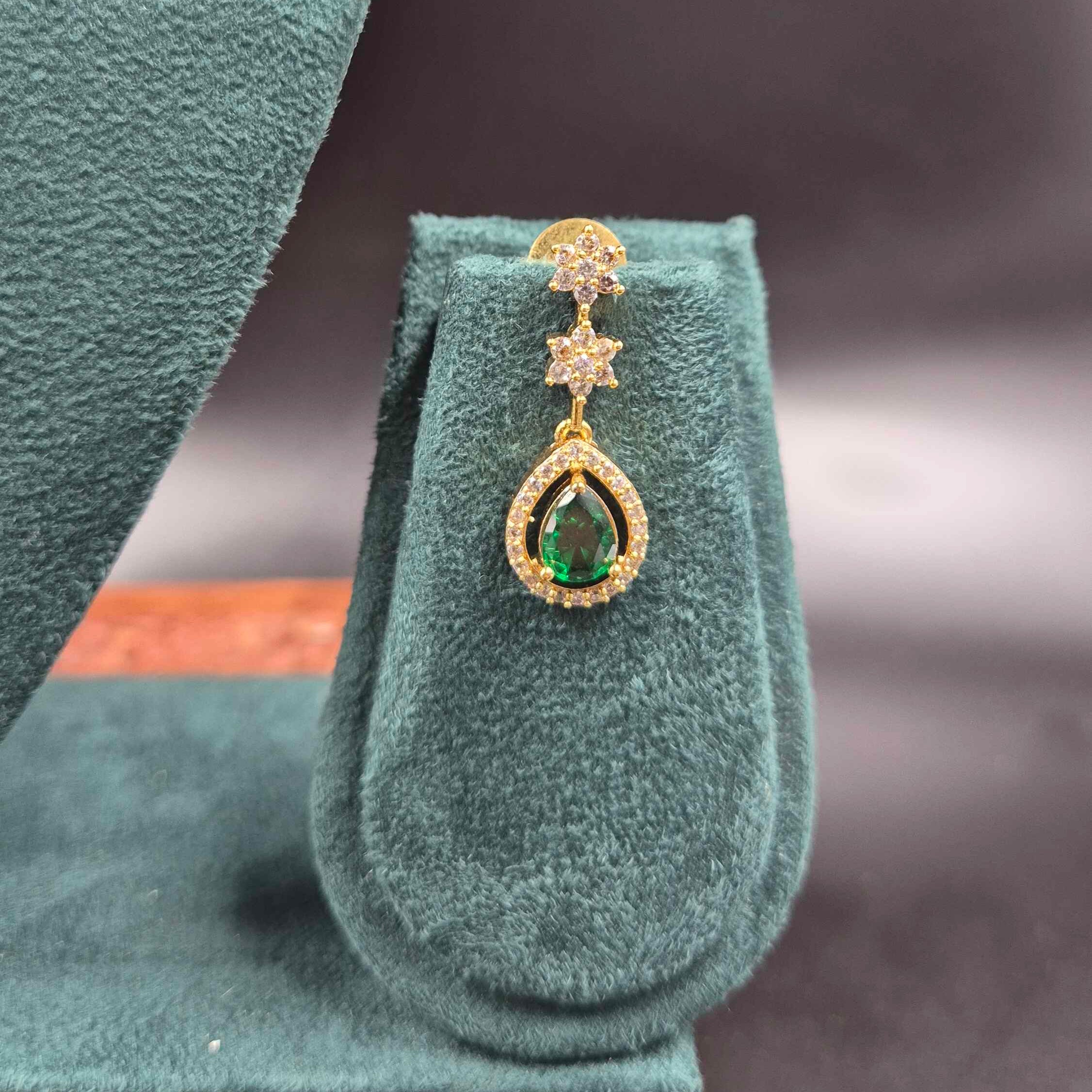Pink & Green CZ Designer Necklace Set with Matching Earrings | Jeys Jewels