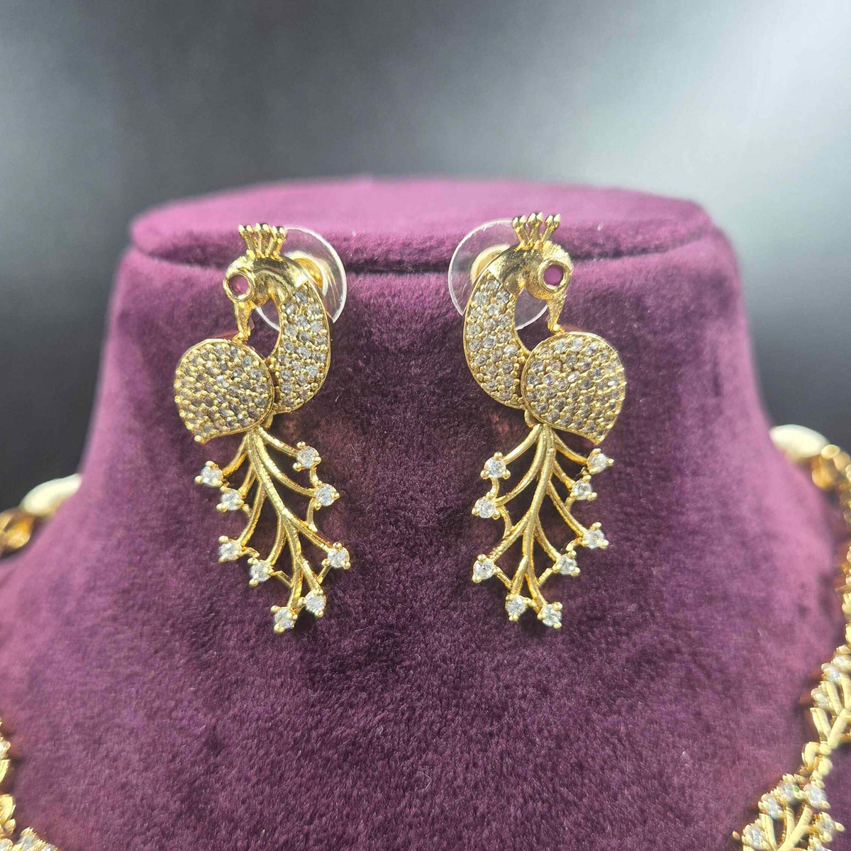 Peacock Designer Necklace Set | CZ Peacock Jewellery Set