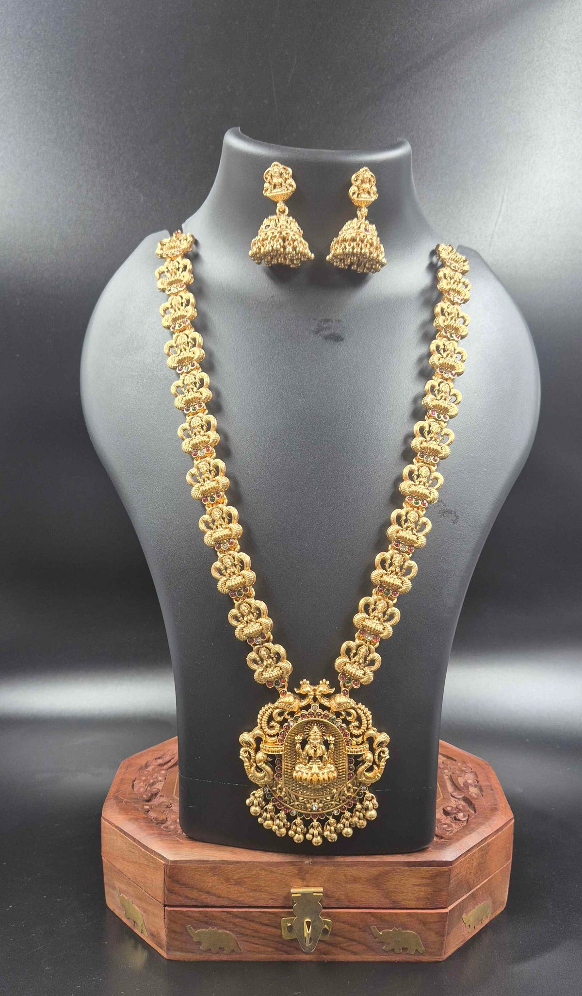 Lakshmi Long Haram | Traditional Nakashi Temple Jewellery Set