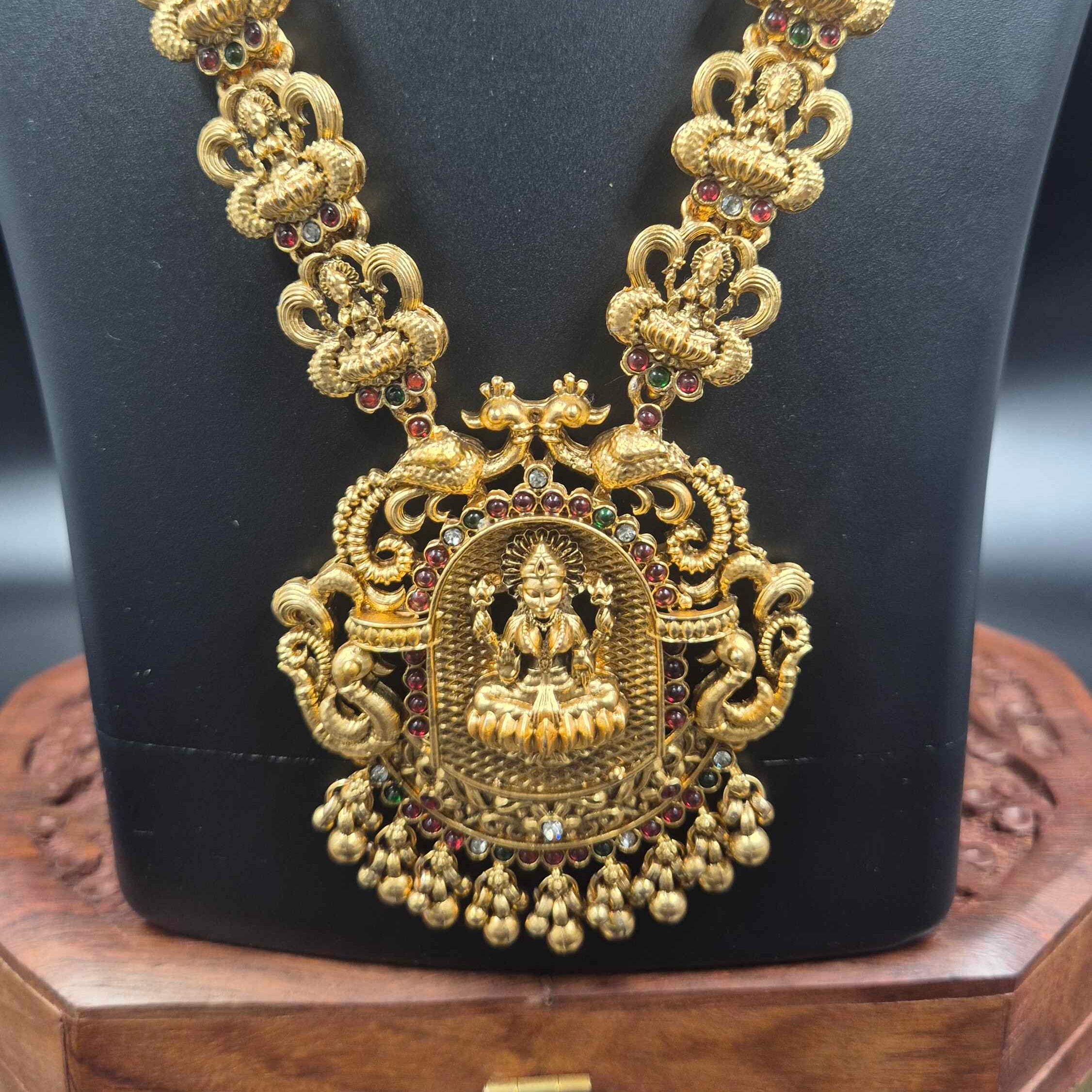 Lakshmi Long Haram | Traditional Nakashi Temple Jewellery Set