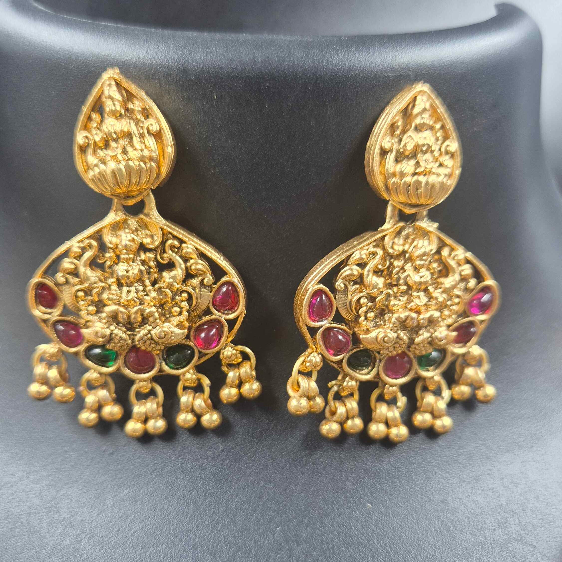 Premium Lakshmi Nakashi Necklace Set | Ruby Emerald Temple Jewellery