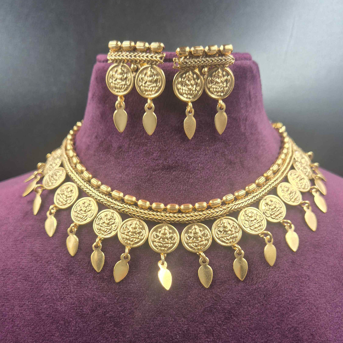 Kerala Style Elakkathali  and coin Necklace Set | Traditional Gold Finish Jewellery