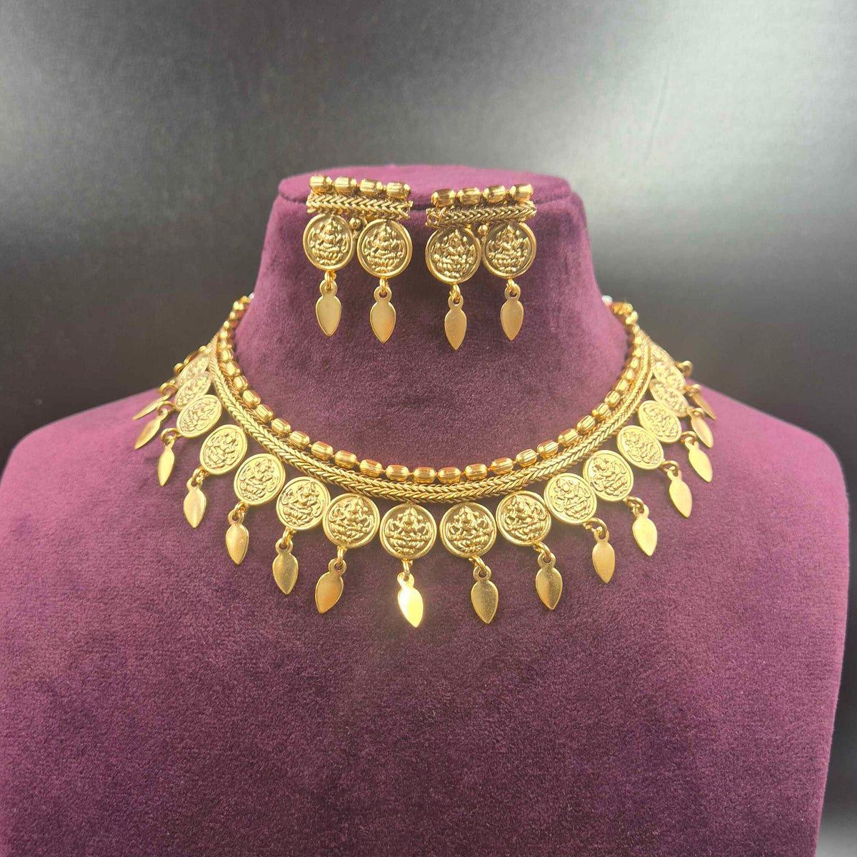 Kerala Style Elakkathali  and coin Necklace Set | Traditional Gold Finish Jewellery