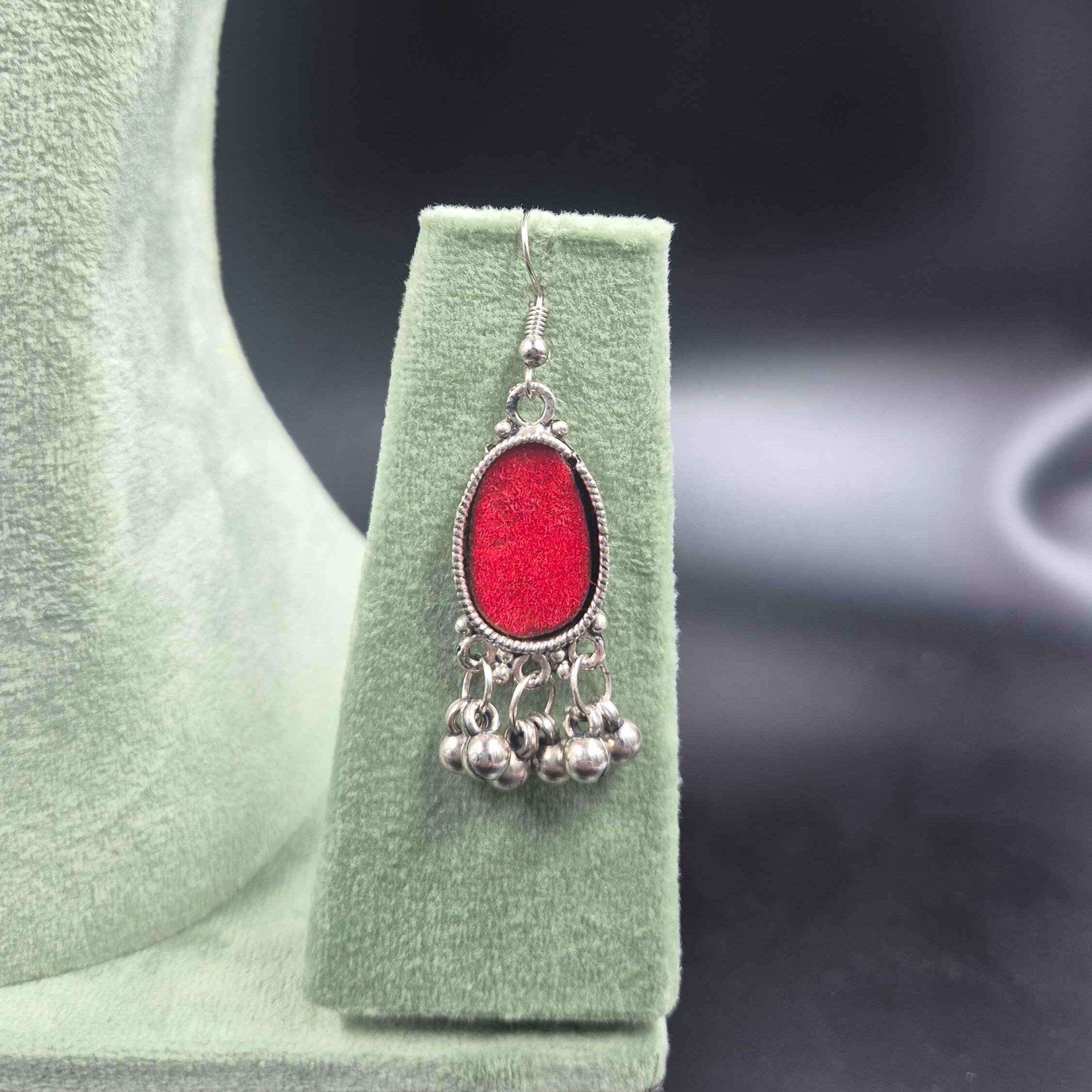 Oxidised Silver Multicolor  Choker Necklace Set with Earrings