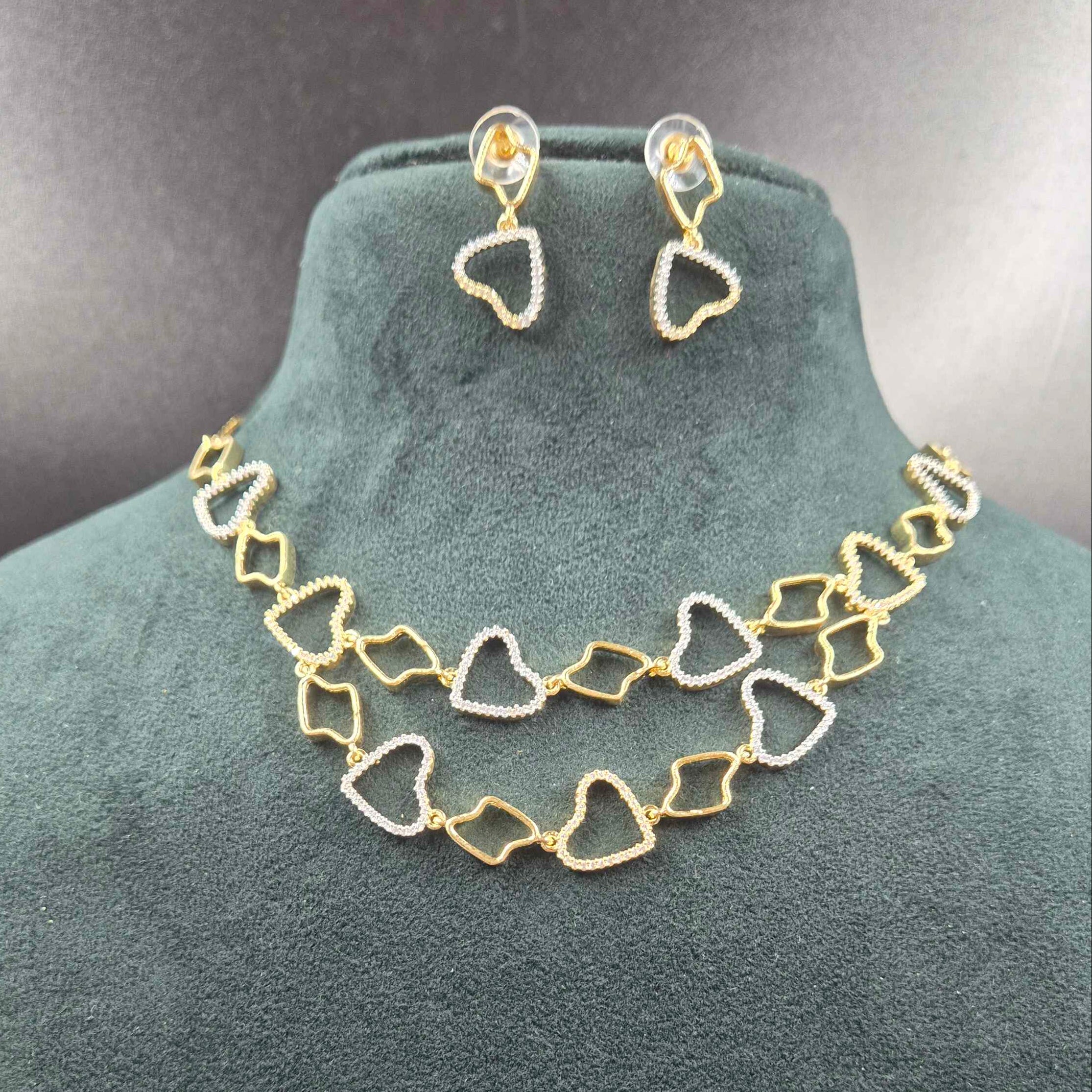 Heart Link Necklace Set | CZ Heart Design Jewellery