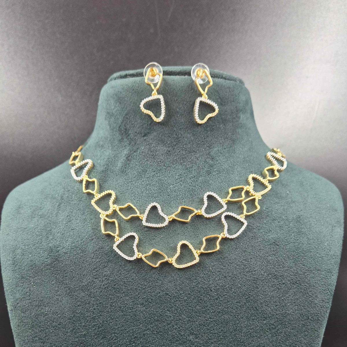 Heart Link Necklace Set | CZ Heart Design Jewellery