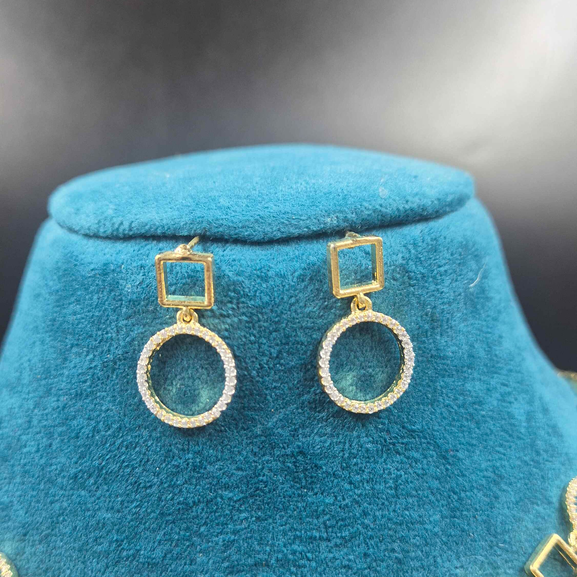 Geometric CZ Necklace Set | Modern Gold Finish Jewellery