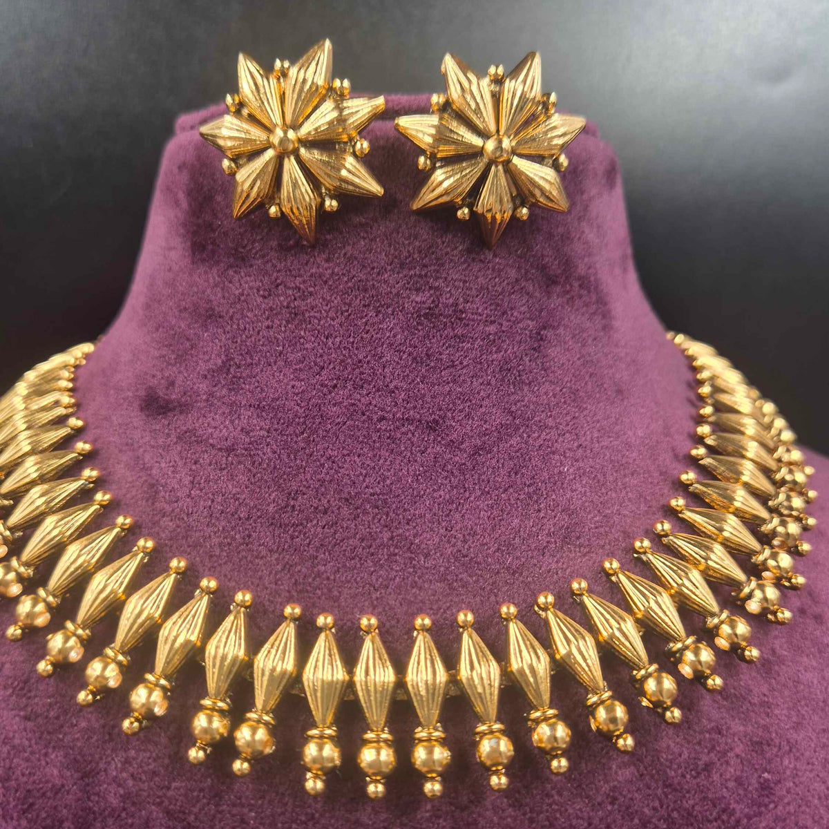 Traditional Gold Choker Necklace Set | Elegant Temple Jewellery