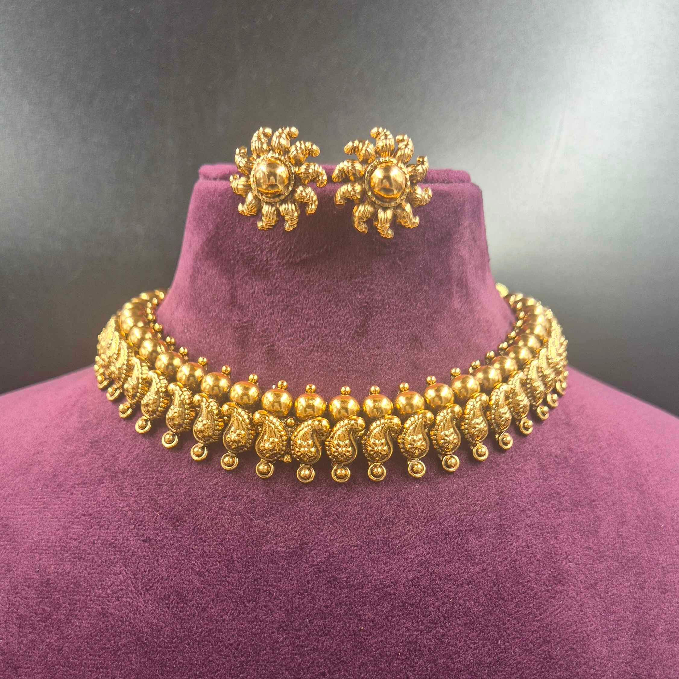 Traditional Mango Choker Necklace | Elegant South Indian Jewellery
